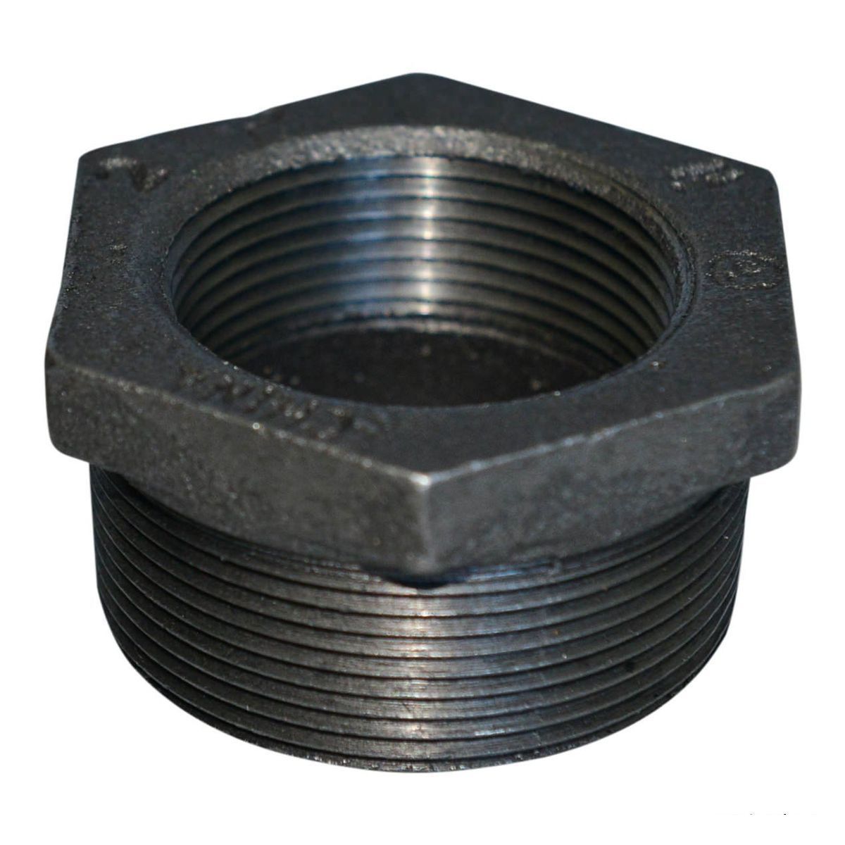 Hex Bushing | Black Malleable Iron Threaded Pipe Fitting for Plumbing, Gas Lines, and Industrial Applications