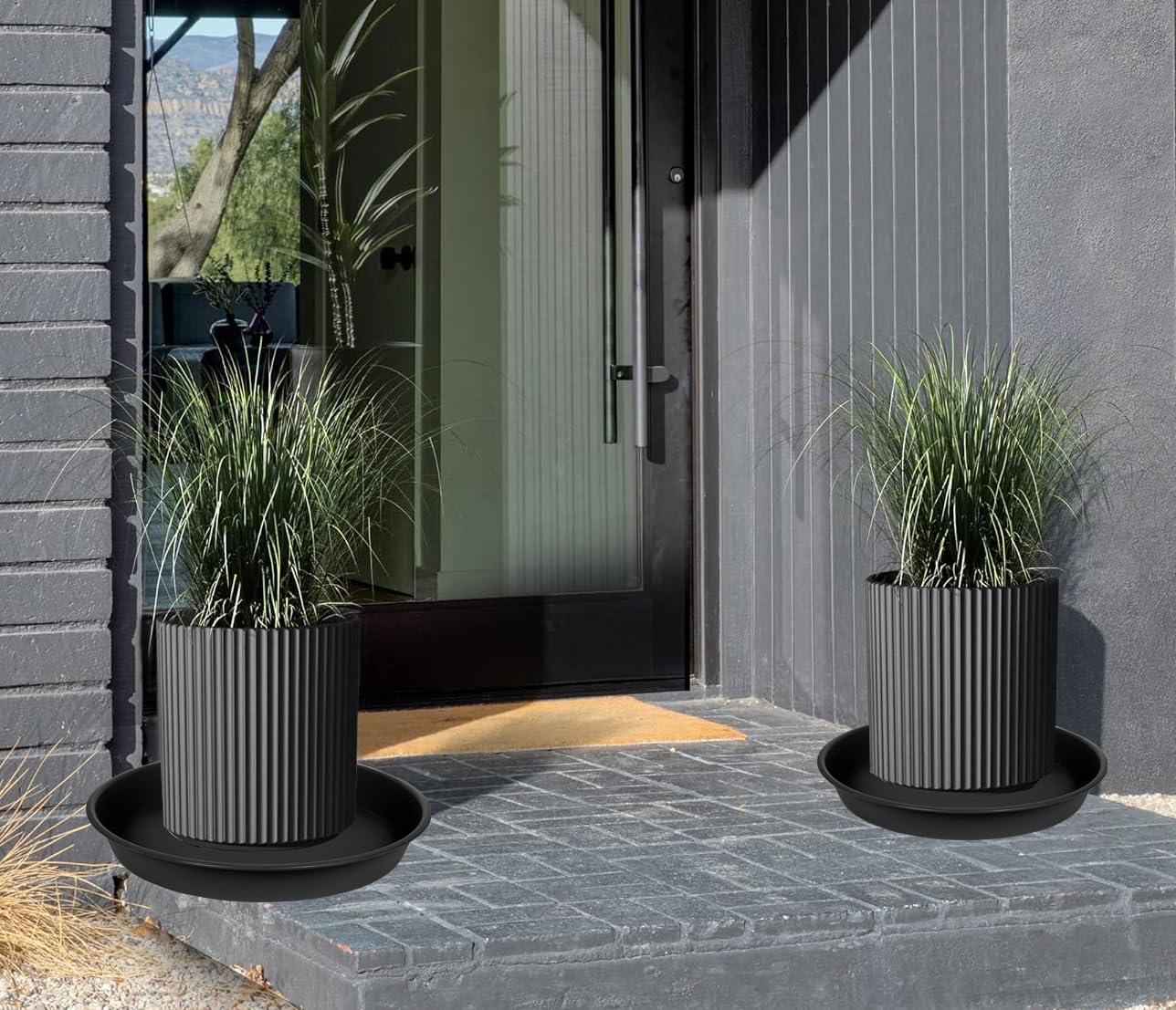 6 Pack of 12 Inch Black Plant Saucers - Round Plant Drip Trays for Indoor Flower Pots, Heavy Duty Plastic Plant Pot Saucers for Home Decor, Gardening, and Plant Protection (12