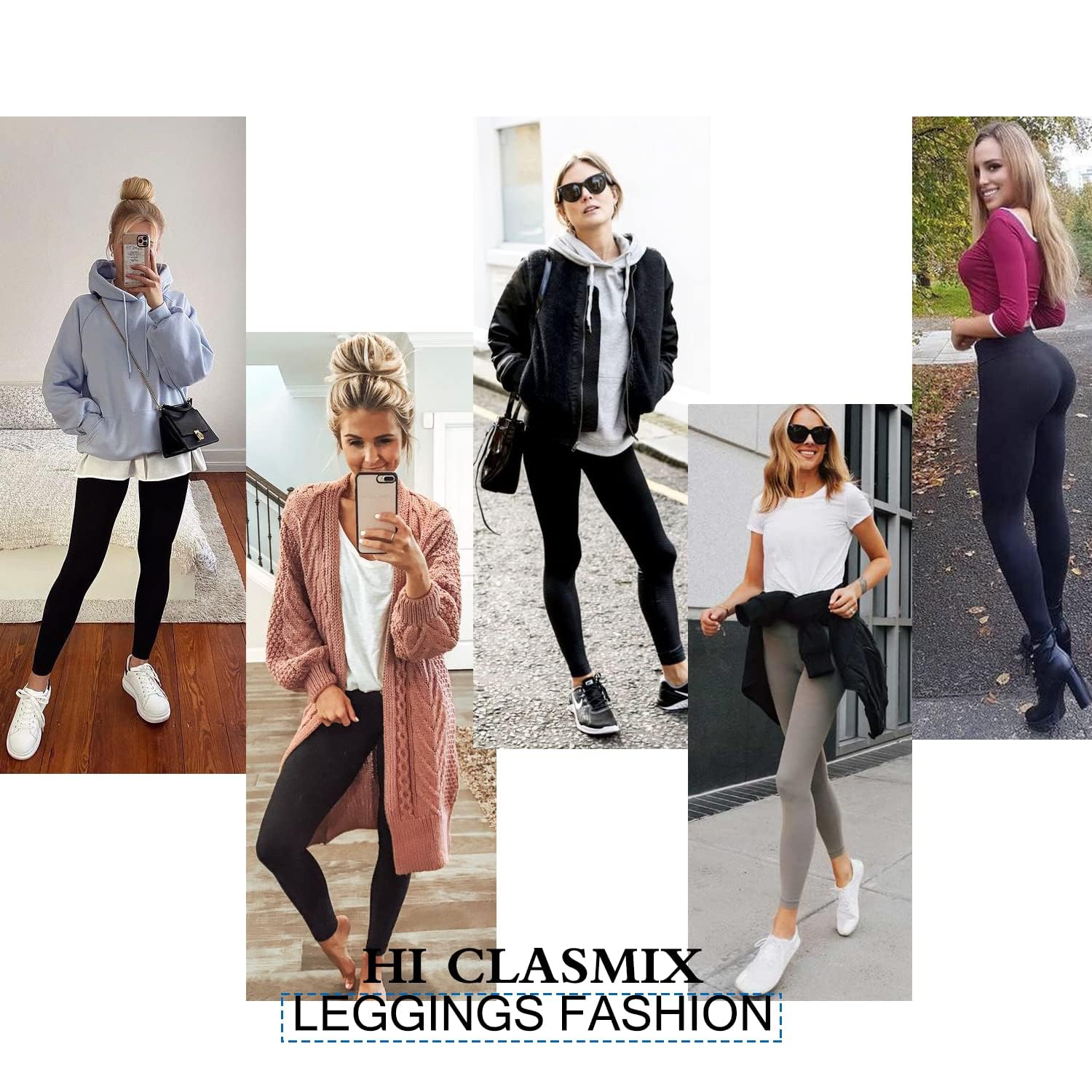 Hi Clasmix 5 Pack Women's Super Soft High Waisted Yoga Pants - Tummy Control Workout Leggings for Running, Gym & Fitness | Perfect for Activewear, Lounge & Everyday Wear