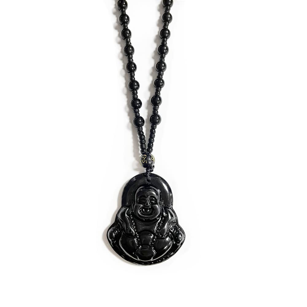 2021 TengHong CZ Gold Chain Pendant with Blue Green Jade Buddha - Crystal Amulet Necklace for Women & Men - Spiritual Jewelry for Meditation, Yoga & Daily Wear