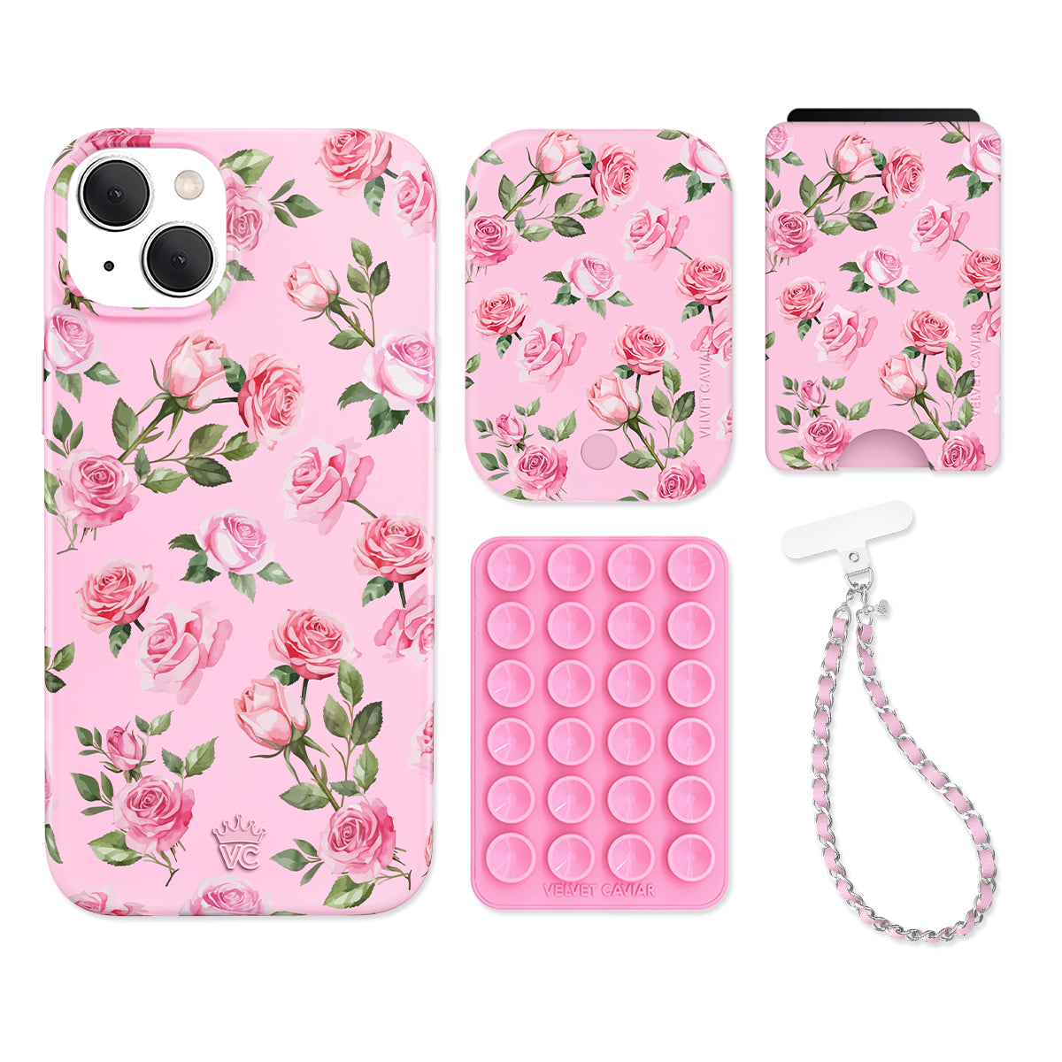 Pink Rose iPhone Case with Wallet - Cute Floral Phone Cover for Women, Girls - Perfect for Everyday Use, Travel & Gifting