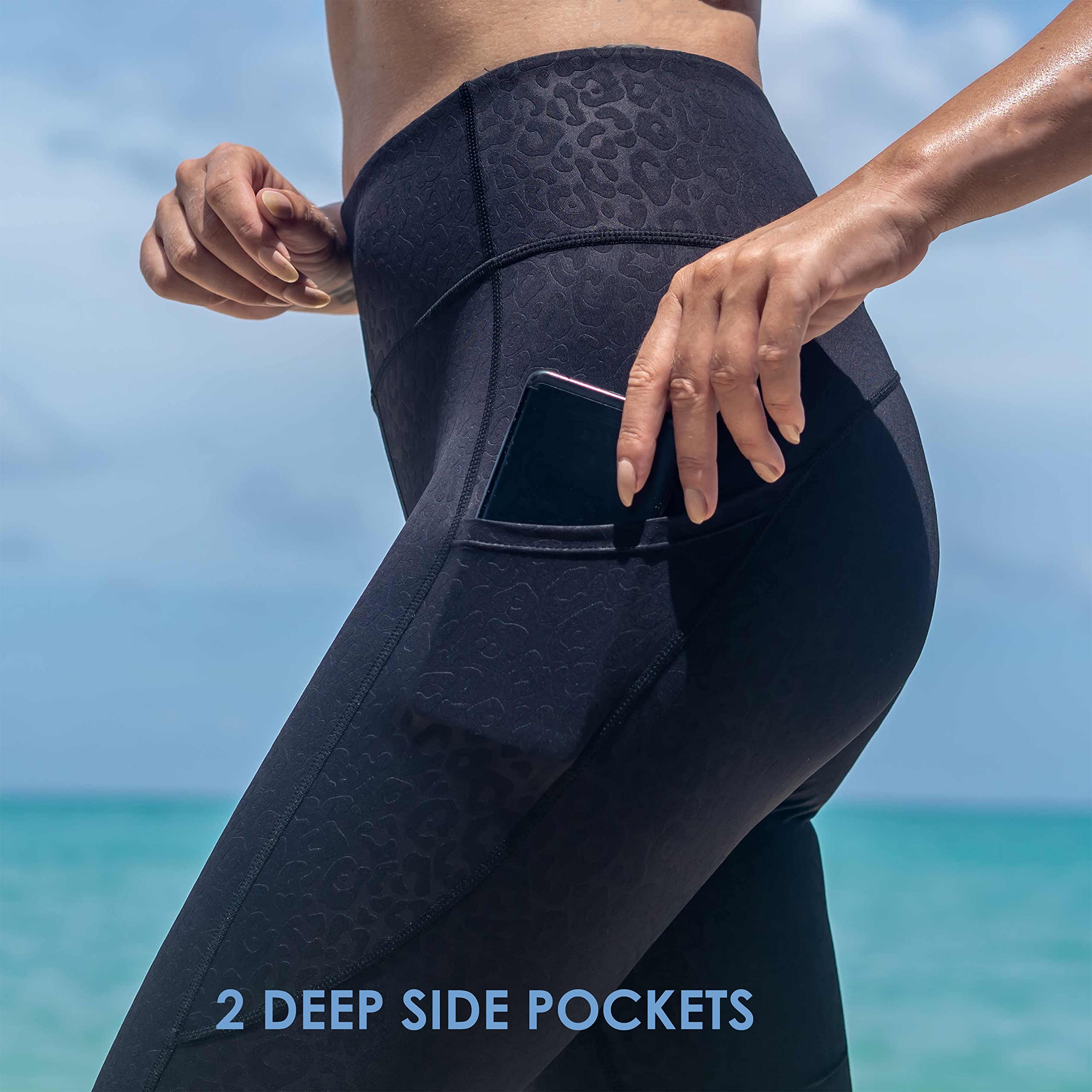 Women's High-Waisted Swim Workout Leggings - UPF 50+ Quick Dry Yoga Tights for Surfing, Swimming & Beach Activities