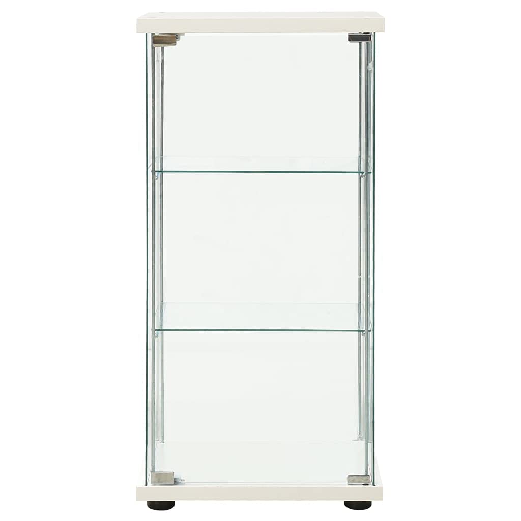 4-Shelf Glass Display Cabinet with Door - Curio Cabinet for Collectibles & Books - Floor Standing Storage Rack with Tempered Glass - White Display Bookshelf for Living Room, Dining Room & Office Decor