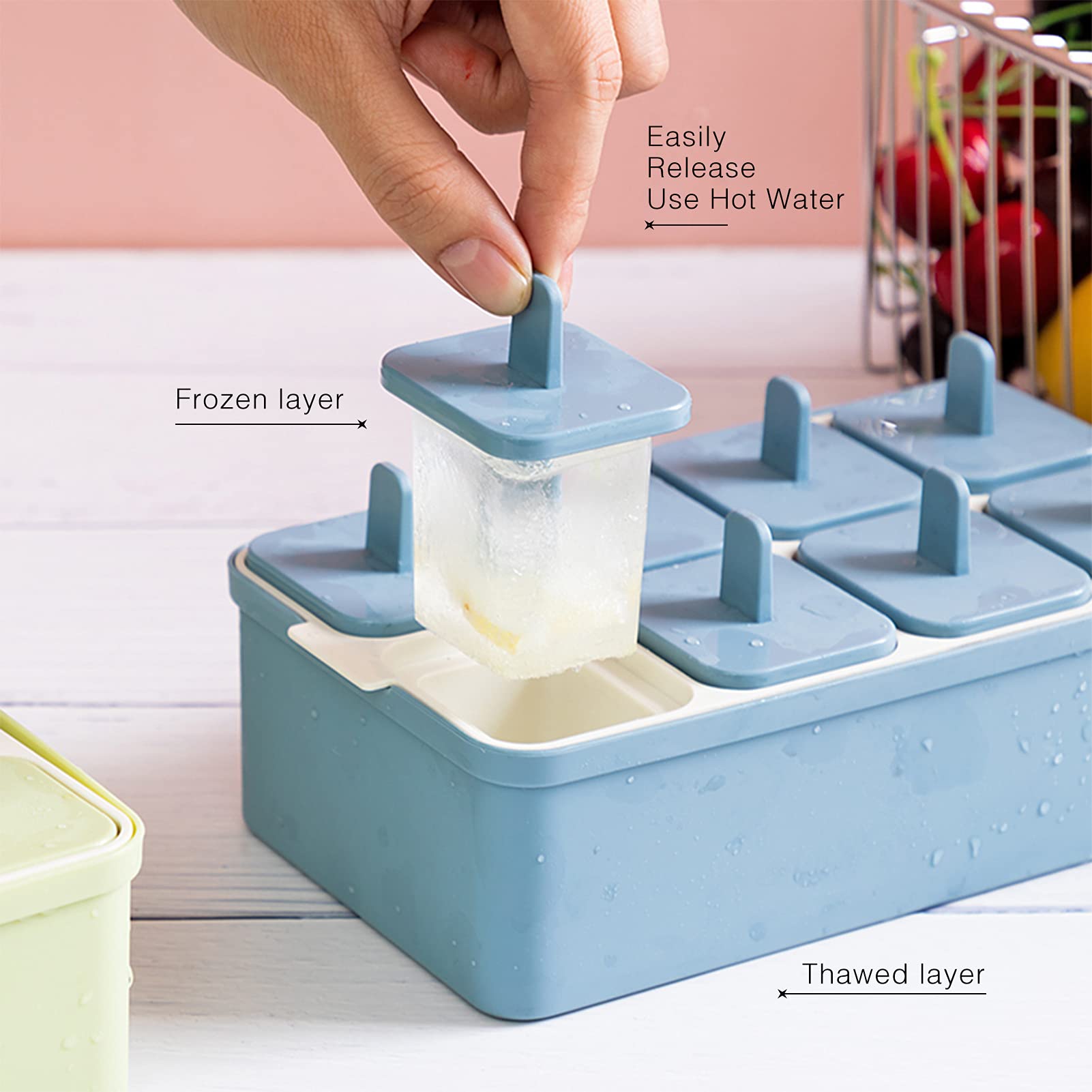 BPA-Free Popsicle Molds Set of 8 - Reusable Ice Pop Makers with Sticks for Kids, Easy Release Homemade Ice Cream Molds (Blue) - Perfect for Summer Treats, Birthday Parties & Family Fun