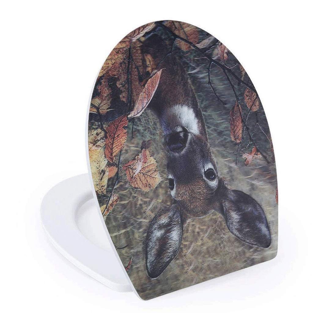 3D Thermal Transfer Printed Round Art Toilet Seat Cover - Soft Padded MDF Toilet Lid with U-Shaped (Drip) Plate for Home Bathroom Comfort & Hygiene