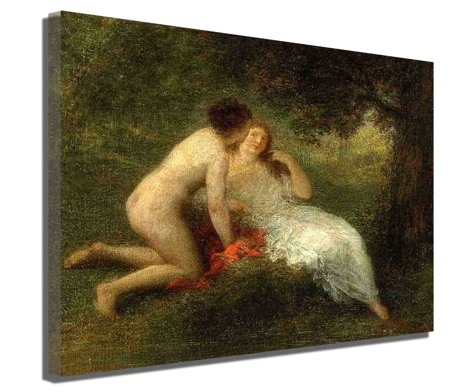 Henri Fantin-Latour Impressionist Canvas Wall Art - Framed Bathing Scene Painting (24x28 inch) for Bedroom, Living Room & Office Decor | Vintage Bathing Women Artwork | Home Decoration Gift Idea