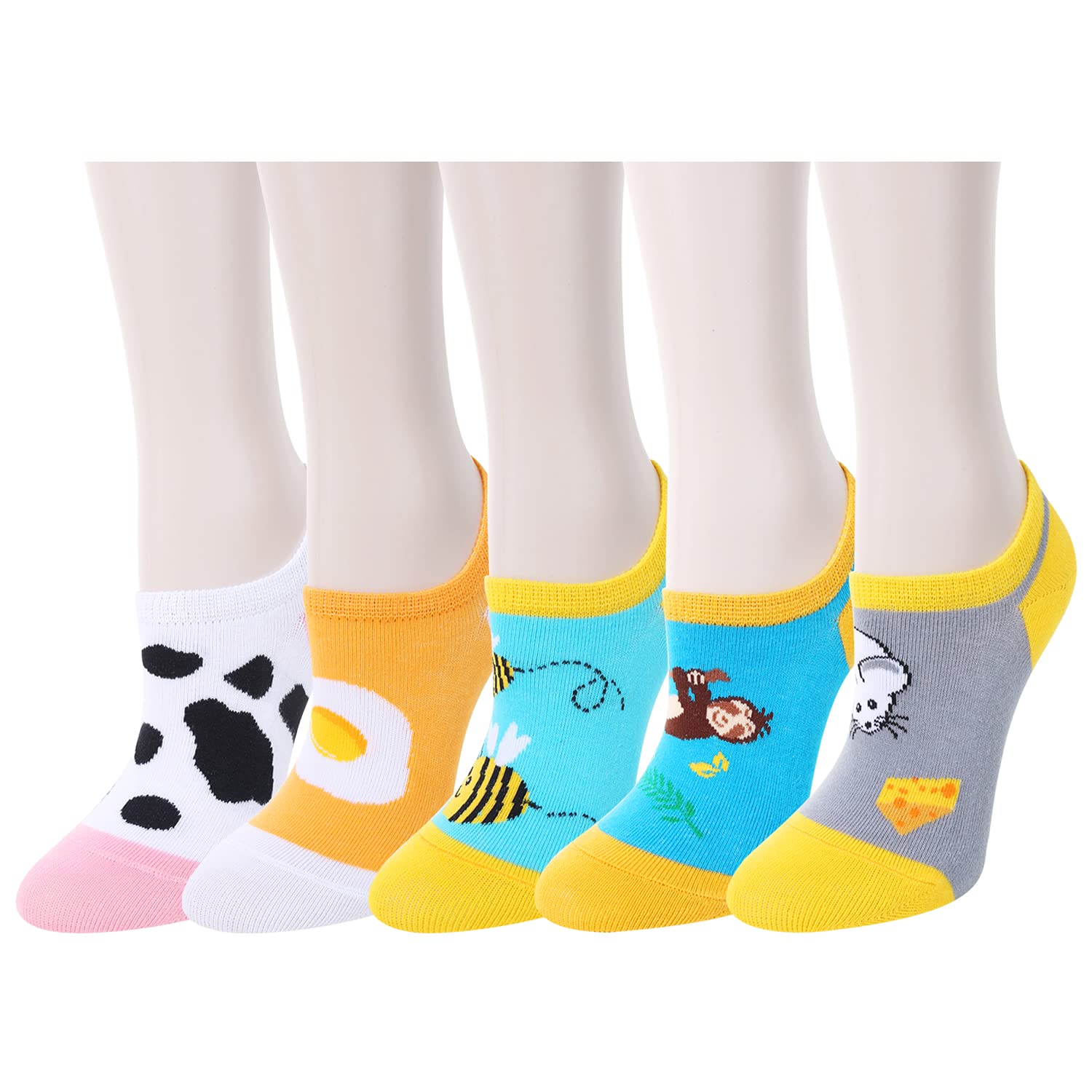 Women's Cute Animal Print No-Show Ankle Socks - Non-Slip Low Cut Liner Socks for Girls & Women - Funny Novelty Short Socks Gift for Everyday Wear, Sports & Casual Outfits