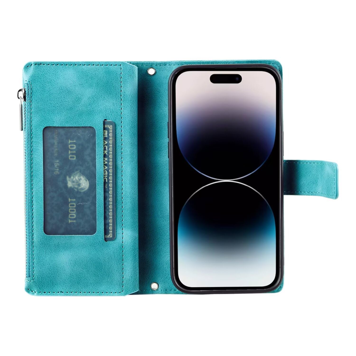 Miagon Magnetic PU Leather Wallet Case for Honor Magic 6 Lite 5G - Flip Cover with Card Slots, Zipper Pocket & Kickstand | RFID Protection | Perfect for Work, Travel & Daily Use