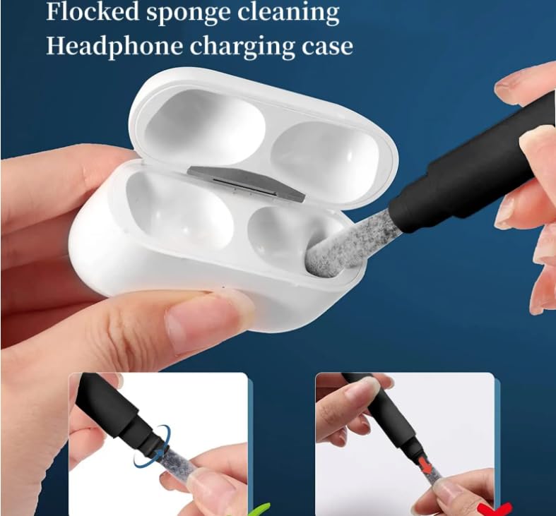AirPods Cleaning Kit - Black Brush & Pen Tool for Earbuds & iPhone Case Care