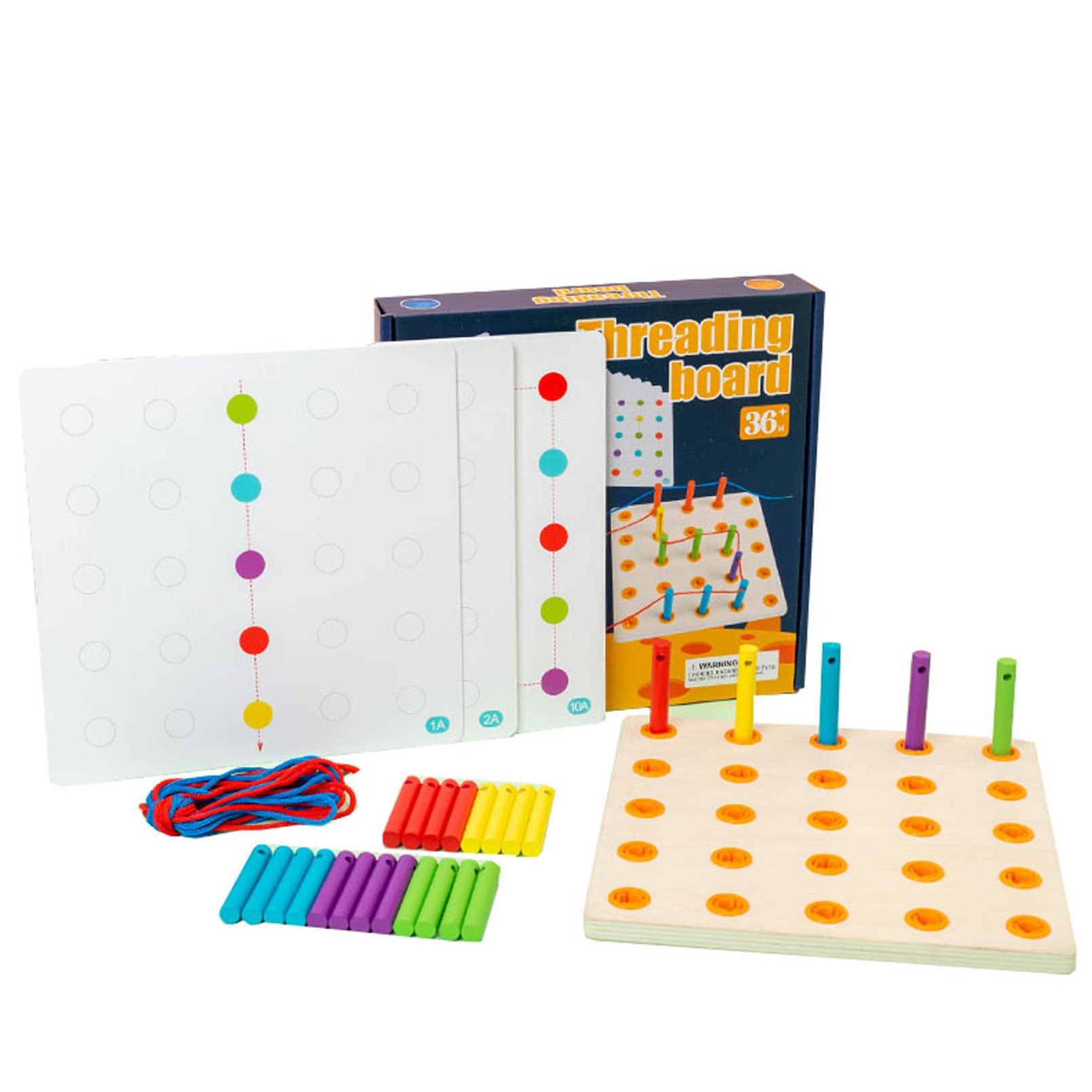 SinoArts Montessori Wooden Threading Toys for Toddlers 1-5 Years - Fine Motor Skills & Hand-Eye Coordination Learning Board - Perfect for Preschool Classroom, Daycare & Homeschool Educational Activities