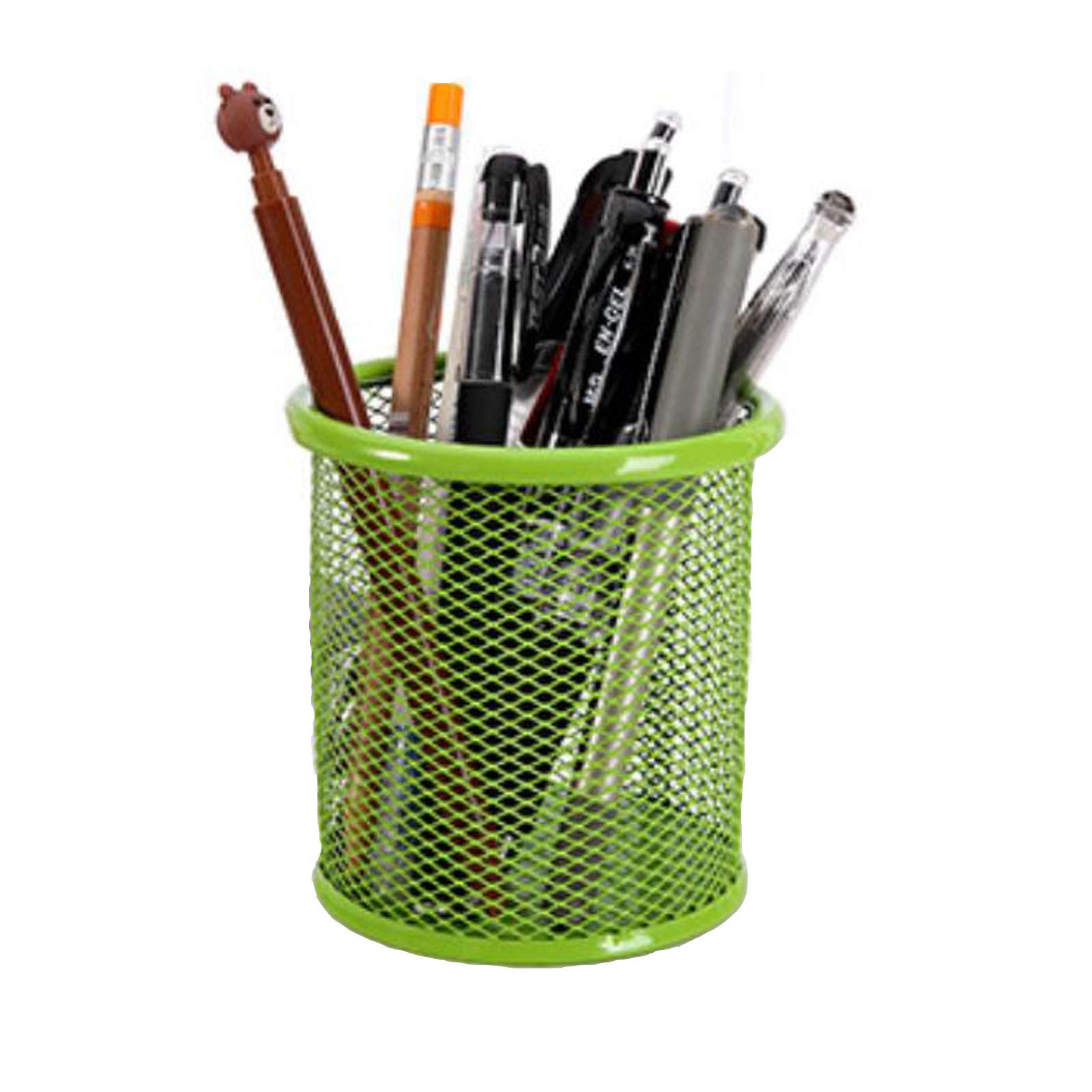 Metal Mesh Pen Holder for Desk - Green Wire Mesh Pencil Cup Organizer for Office & Home | Perfect for Organizing Pens, Markers & Stationery on Work Desk or Study Table