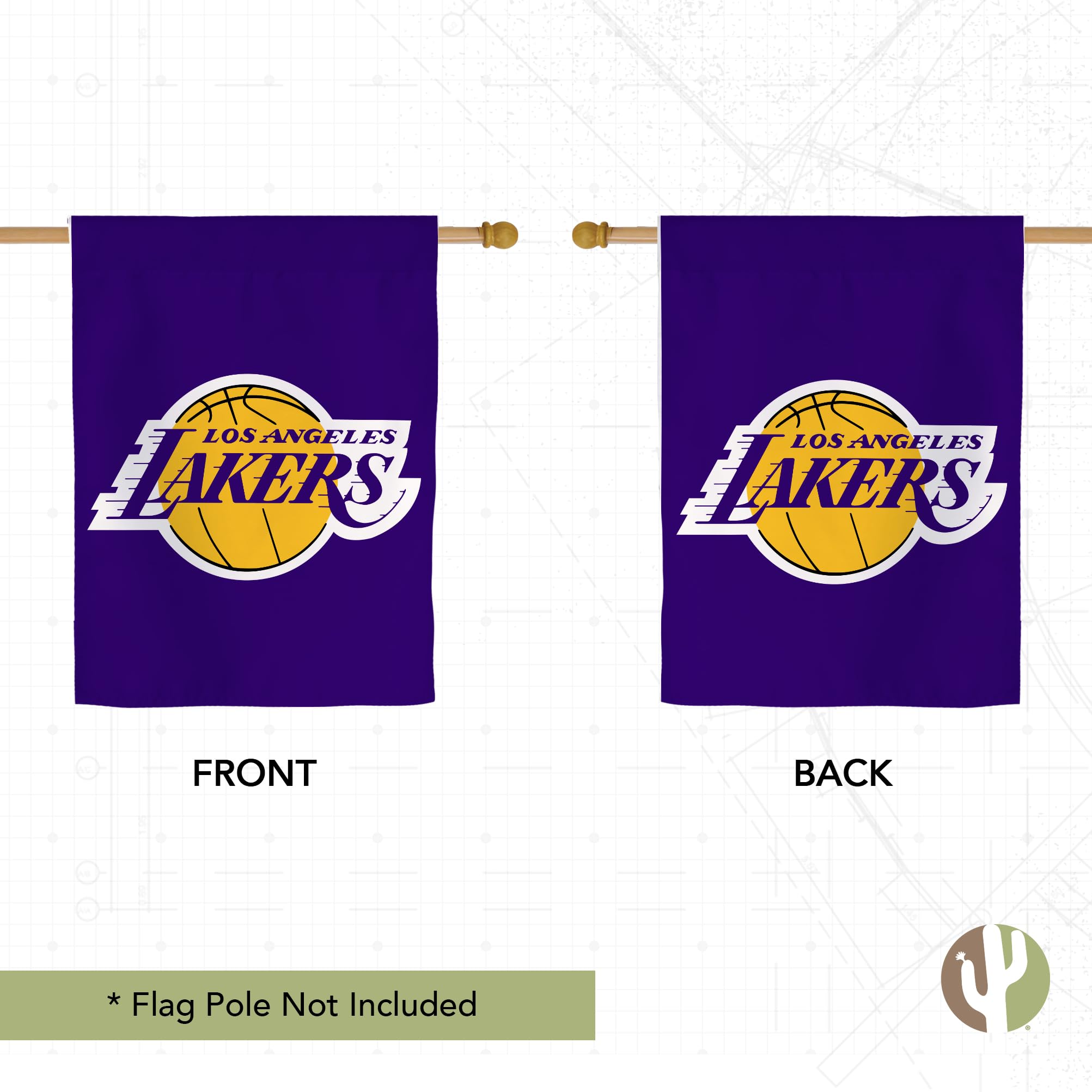 Los Angeles Lakers NBA Double Sided 3-Ply Polyester Flag - Desert Cactus Design Indoor/Outdoor Banner for Home, Office & Game Day Decor