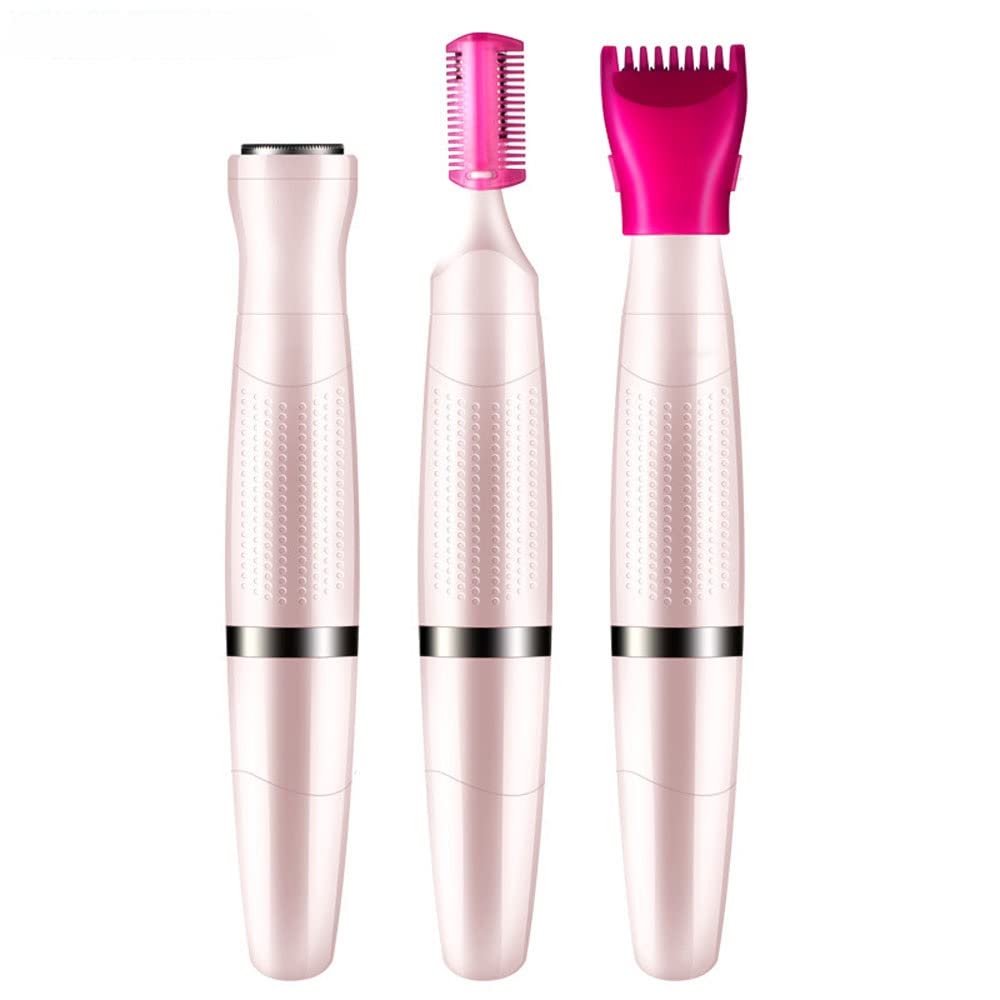 3-in-1 Painless Facial Hair Remover for Women & Men - Eyebrow Trimmer, Bikini & Nose Hair Remover - Full Body Grooming for Face, Lips, Armpits & Hands (Pink) | Perfect for Travel, Home Use & Personal Grooming Kits