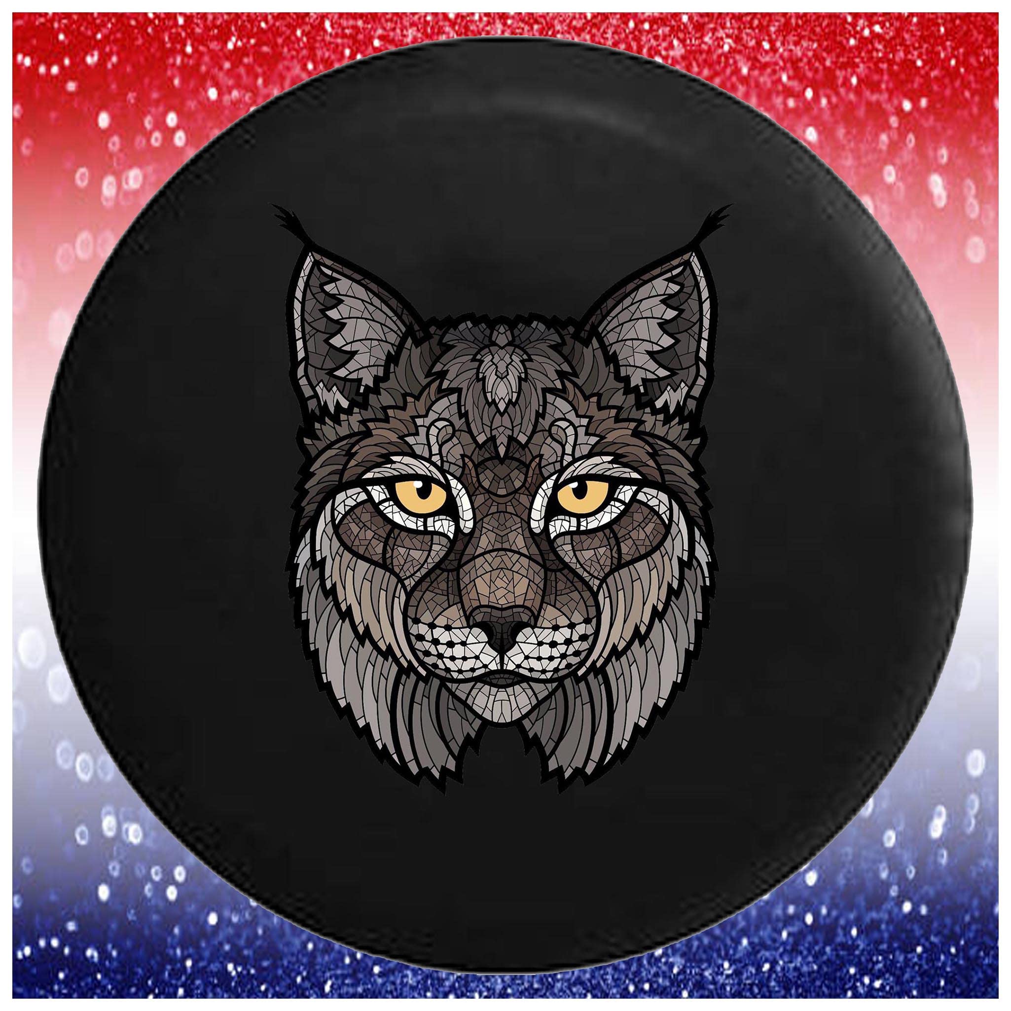 Grey & Silver Bobcat Design Spare Tire Cover - 29 Inch Universal Fit for Trailers, Trucks, SUVs & RV Campers | Durable Accessory for Off-Road Adventures & Outdoor Camping