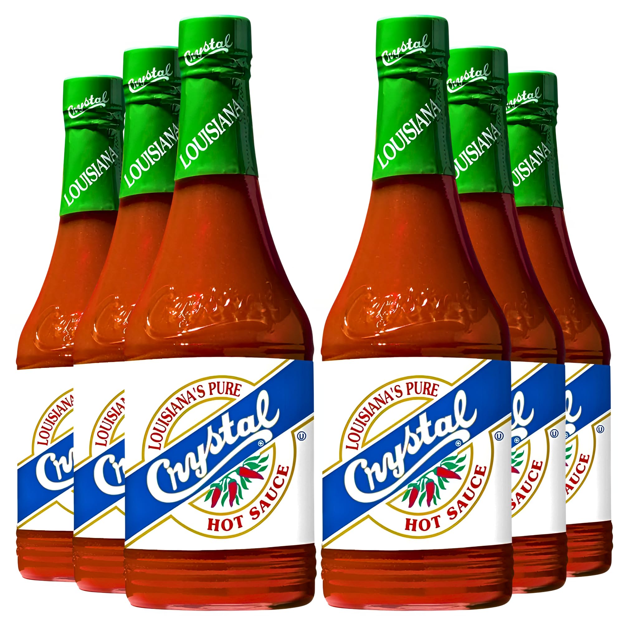 Louisiana Original Crystal Hot Sauce 12oz (Pack of 6) - Pure, Low Fat & Low Sodium Pepper Sauce - Perfect for Sandwiches, Wings, Pizza, Tacos, Soups & Cooking - Great for BBQ, Parties & Gifting