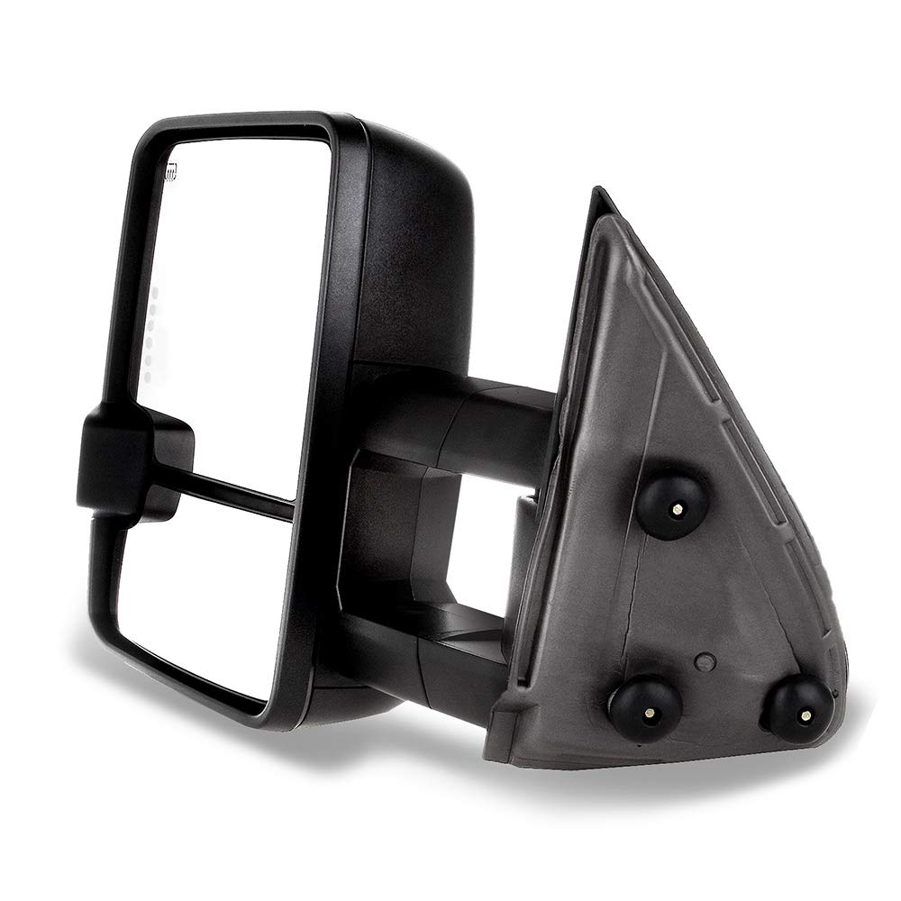 Heated Power-Adjustable Towing Mirrors for 1999-2002 Chevy Silverado & GMC Sierra 1500/2500 - Black Cap Housing with LED Turn Signal (Left & Right Pair) - Perfect for Towing Trailers, Campers & Heavy Loads