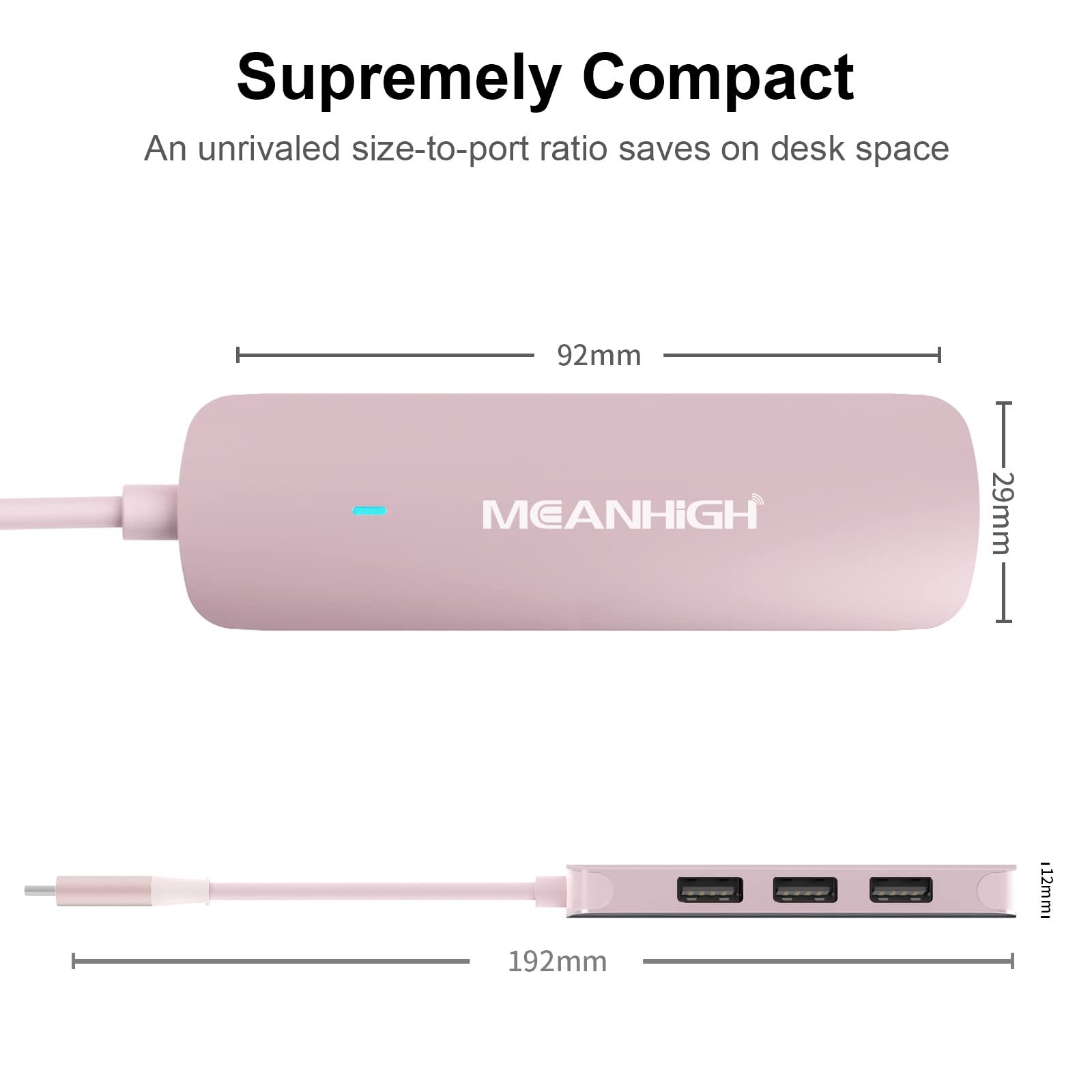 MEANHIGH 4-Port USB C Hub with USB 3.0 & 2.0 Ports - High Speed Data Transfer for MacBook, Mac Air, iPad, PC - Perfect for Flash Drives, External HDD & Multi-Device Connectivity at Home/Office