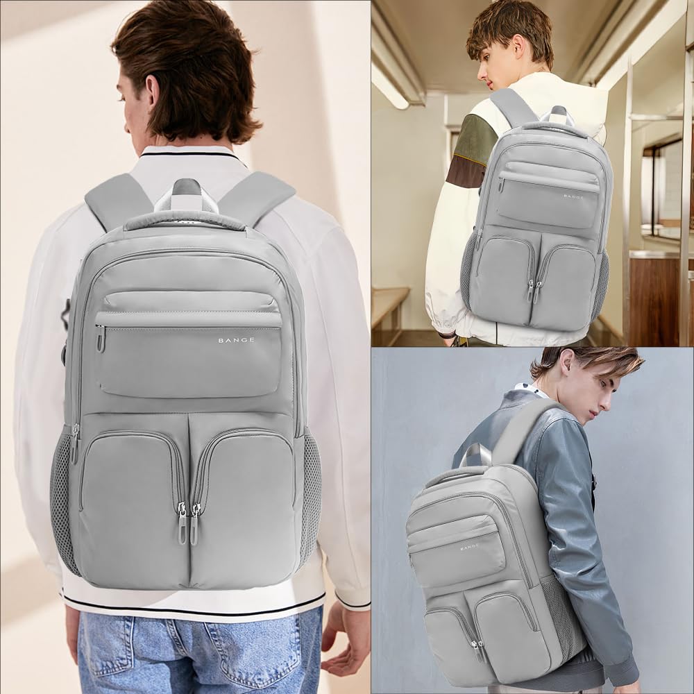 FUTURE AESTHETICS Unisex Waterproof Travel Backpack - Durable Hiking & College Backpack for Men & Women, Business Carry-On Bag (Grey) - Perfect for Commuting, Outdoor Adventures & Daily Use