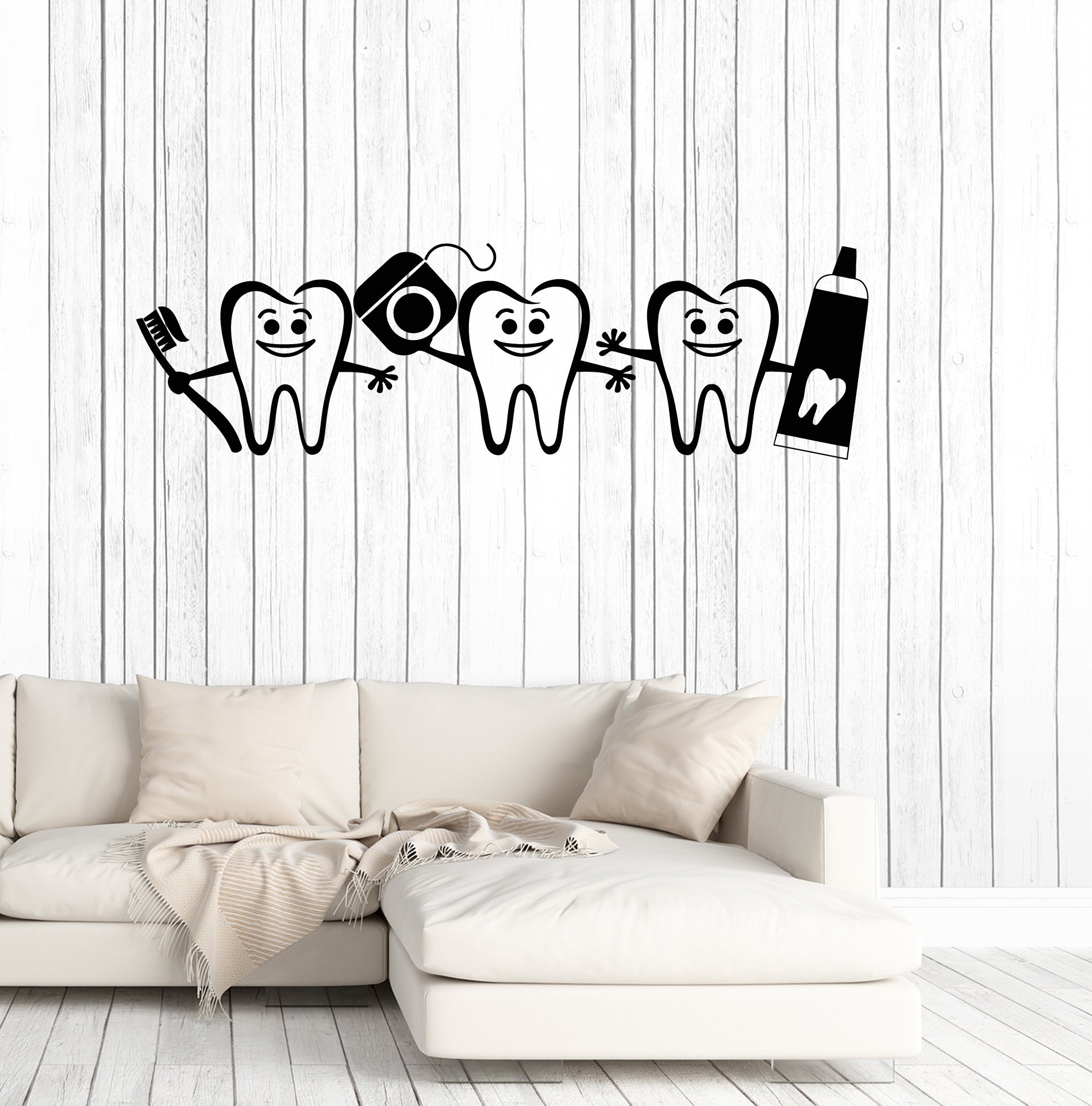 Large Vinyl Wall Decal for Healthy Teeth - Dental Care Bathroom Decor Stickers & Mural (IG5222) - Perfect for Dentist Office, Kids Room & Bathroom Wall Art