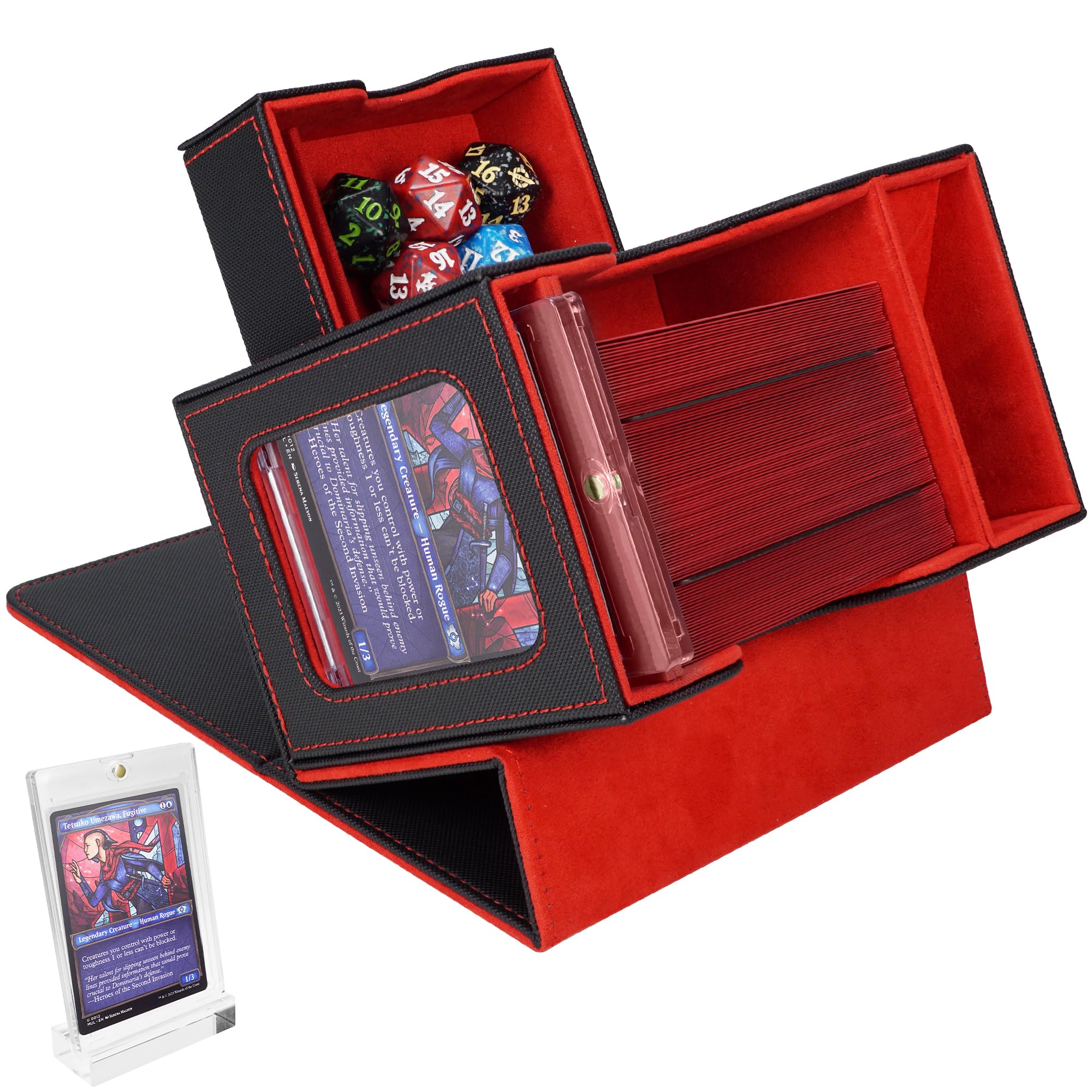 AFIING Trading Card Storage Box - Holds 120+ MTG Cards with Removable Tray | Durable Deck Box for Magic: The Gathering, Pokémon & Yu-Gi-Oh | Perfect for Game Nights, Collectors & Tournament Organization