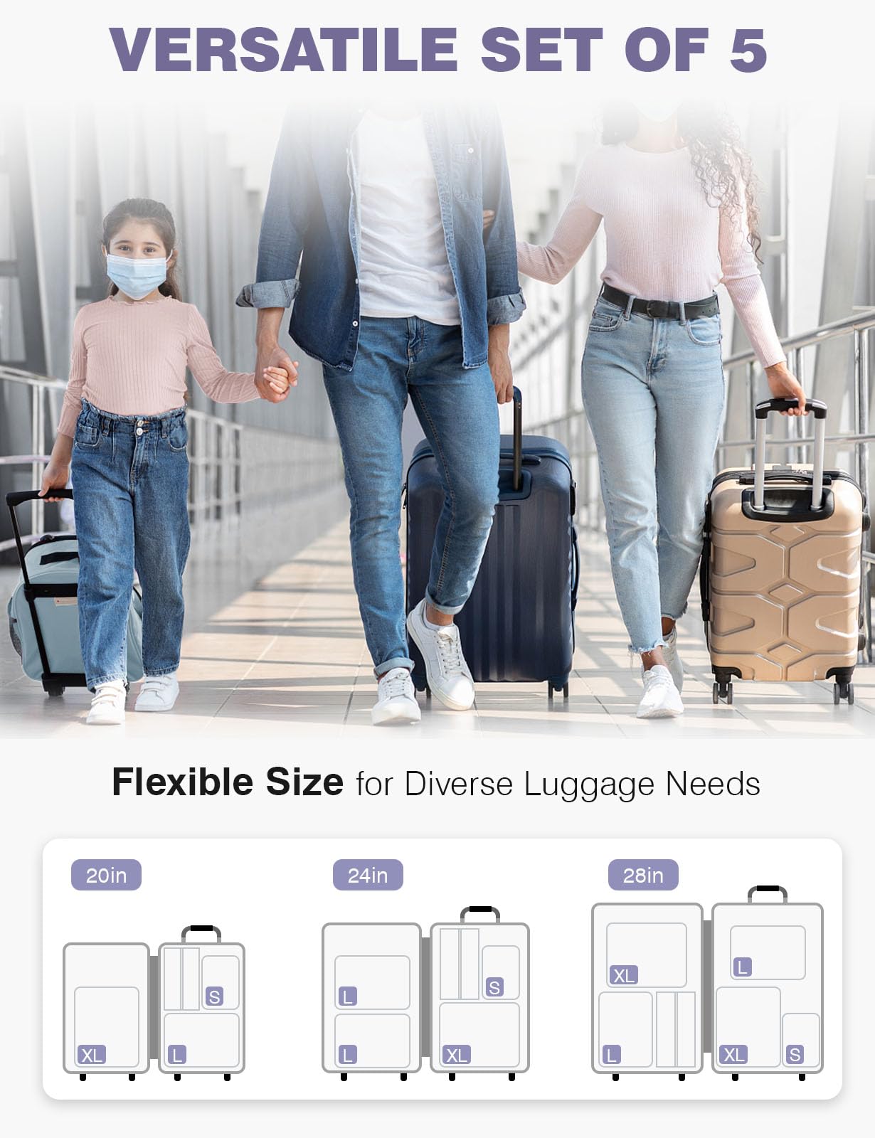 Clear Mesh Compression Packing Cubes for Suitcases - 4-Piece Travel Organizer Set with Shoe Bag | Perfect for Business Trips, Vacations & Weekend Getaways
