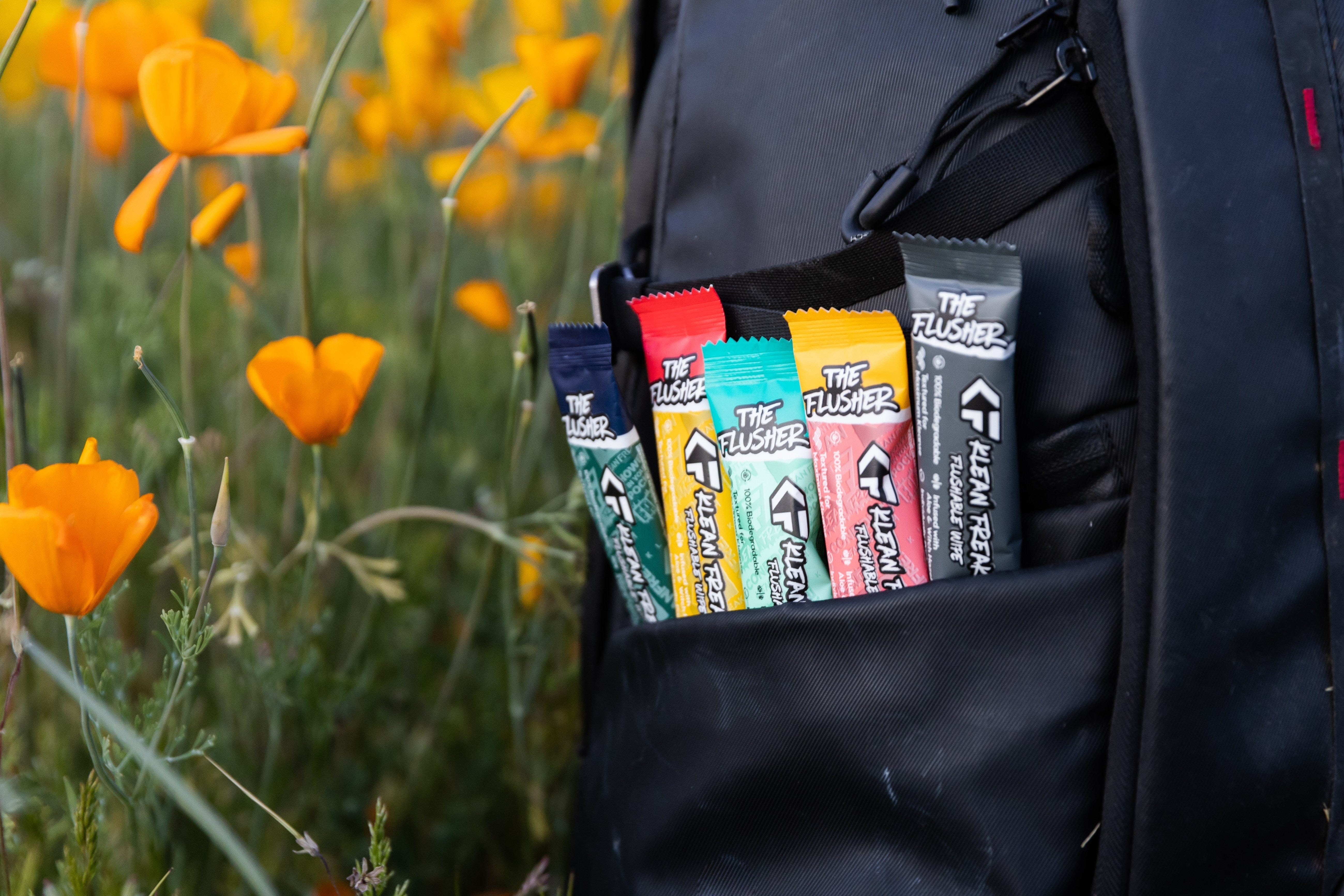 20 Pack The Flusher - Premium Flushable Wipes for Travel, Camping & On-the-Go Hygiene (Septic Safe & Biodegradable)