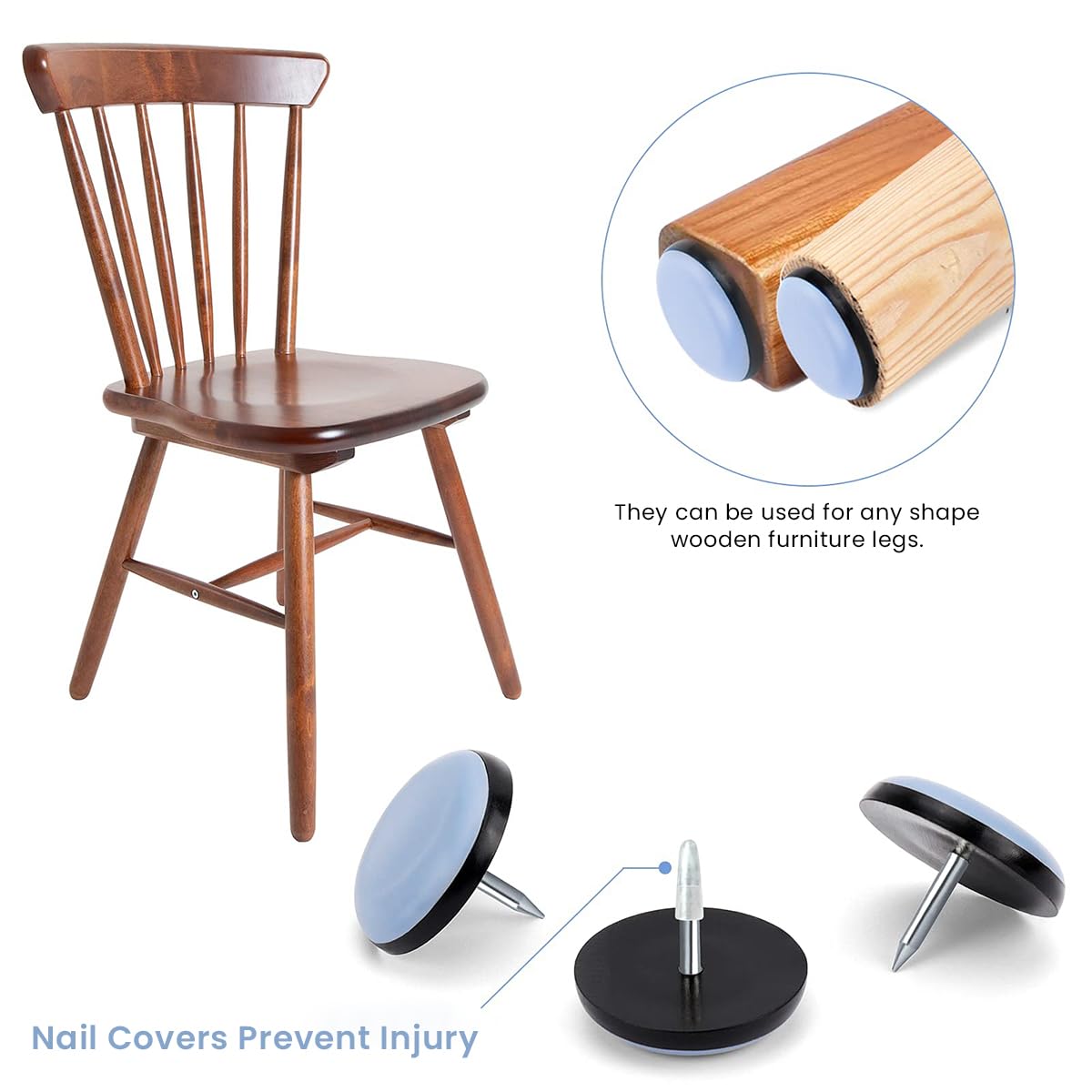 HASTHIP® 24-Pack 25mm Furniture Pads - Non-Slip Silicone Felt Chair Leg Protectors for Hardwood Floors & Wooden Tables - Scratch Prevention & Noise Reduction - Perfect for Dining Chairs, Office Desks & Home Furniture Protection - Ideal for Moving, Renovating & Daily Use - Protect Floors from Scratches & Reduce Noise in Living Rooms, Bedrooms & Offices