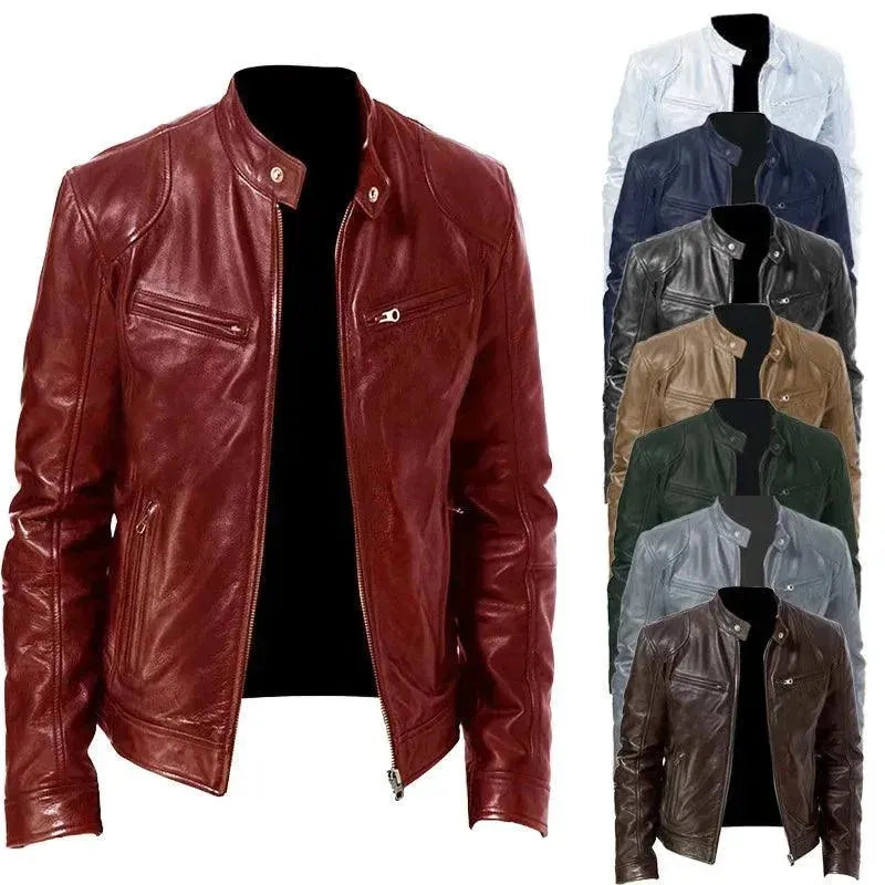 Slim Fit Men's Leather Jacket - Premium Genuine Leather Motorcycle Biker Jacket for Men - Stylish & Comfortable for Casual Wear, Riding & Outdoor Activities