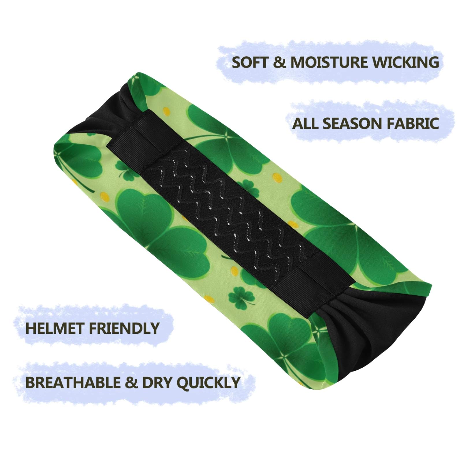 Women's Sports Headbands - St. Patrick's Day Shamrock Clover Design, Breathable & Quick-Dry Elastic Hair Bands for Running, Yoga, Workouts & Fitness Activities