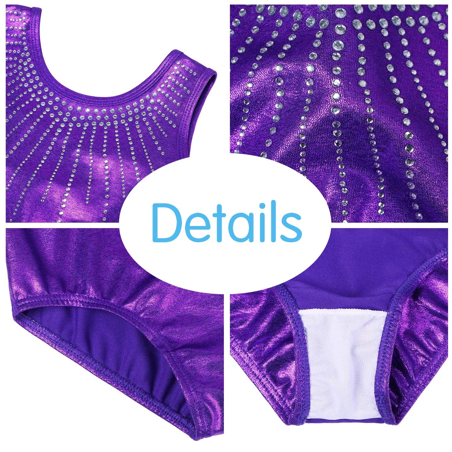 BAOHULU Girls Gymnastics Leotards with Shiny Jewels - Kids Athletic Dancewear for Ballet, Cheerleading & Performance - Sparkly Dance Outfit for Competitions & Recitals