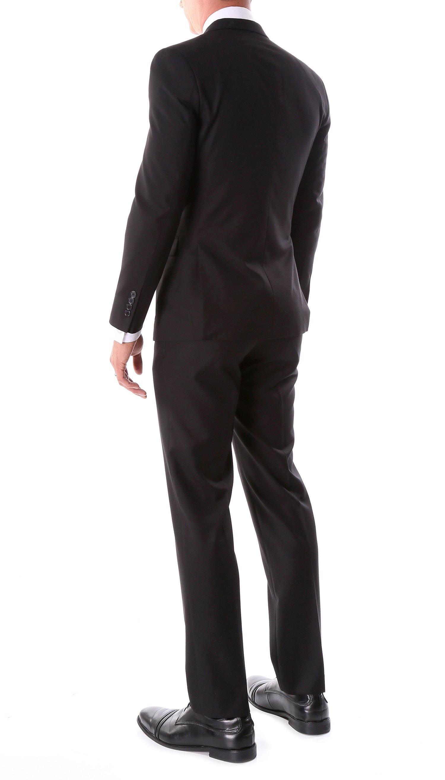 Oslo Collection Slim Fit 2-Piece Suit for Men - Classic Black Business Suit | Perfect for Weddings, Office & Formal Events