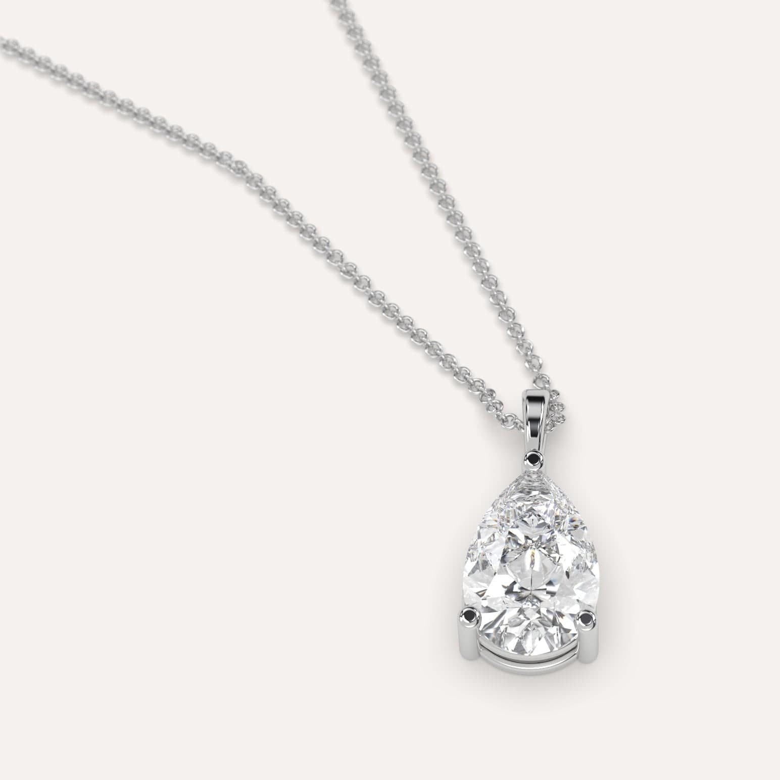 2 Carat Pear-Shaped Diamond Pendant Necklace - 14K White Gold Solitaire Jewelry for Women - Perfect for Weddings, Anniversaries & Special Occasions