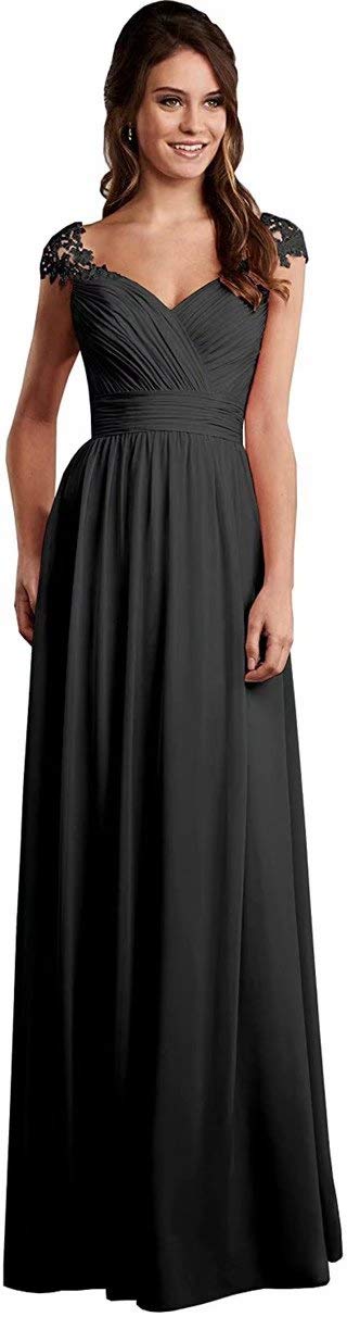 Ruched V-Neck Bridesmaid Dress Long Chiffon Wedding Guest Prom Evening Gown - Elegant Formal Gown for Weddings, Parties & Special Occasions