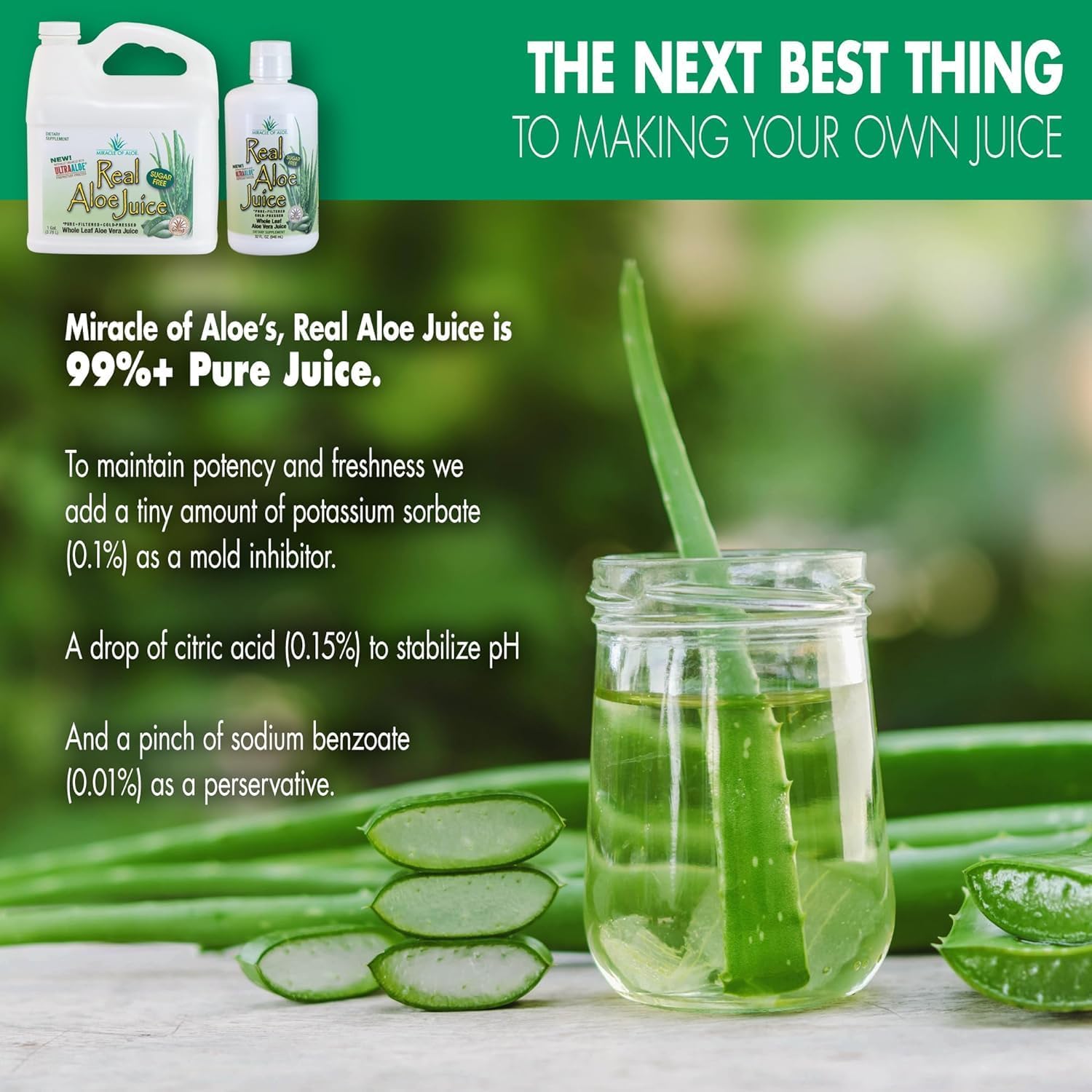 Miracle of Aloe Real Aloe Vera Juice - 4 Pack (1 Qt Each) | 100% Pure Whole Leaf Filtered | Certified for Purity & Content | Perfect for Detox, Skin Care & Digestive Health