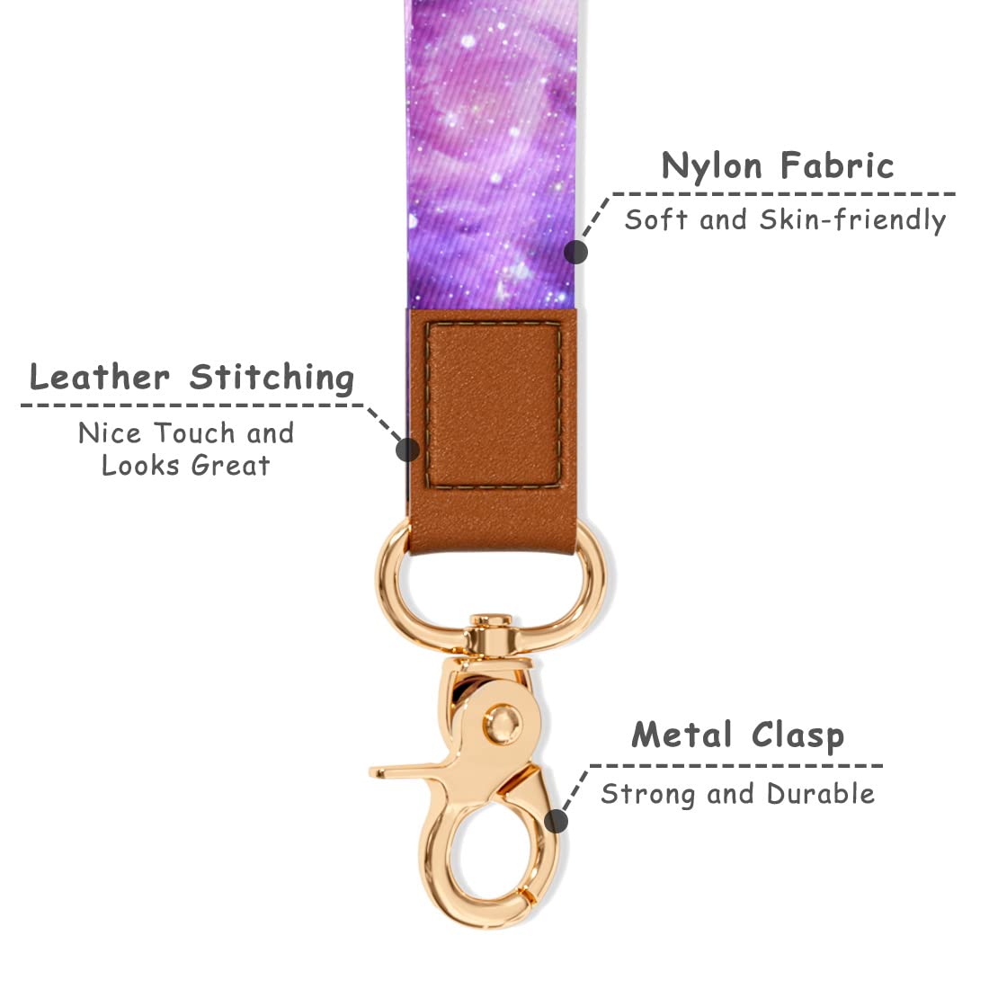 Cute Wrist Lanyard Keychain for Women & Men - Adjustable Wristlet Strap Holder for Car Keys, ID Badges, Cards, Wallet & Phone - Perfect for Work, Travel, Gym & Outdoor Activities