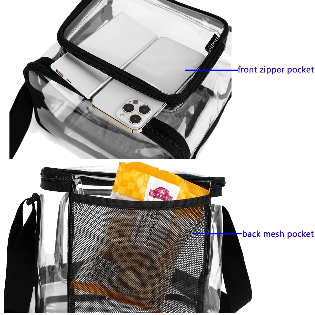 FlowFly Insulated Reusable Lunch Bag for Adults - Large Lunch Box with Adjustable Shoulder Strap, Front Zipper Pocket & Dual Mesh Side Pockets - Perfect for Work, School, Picnics & Outdoor Activities