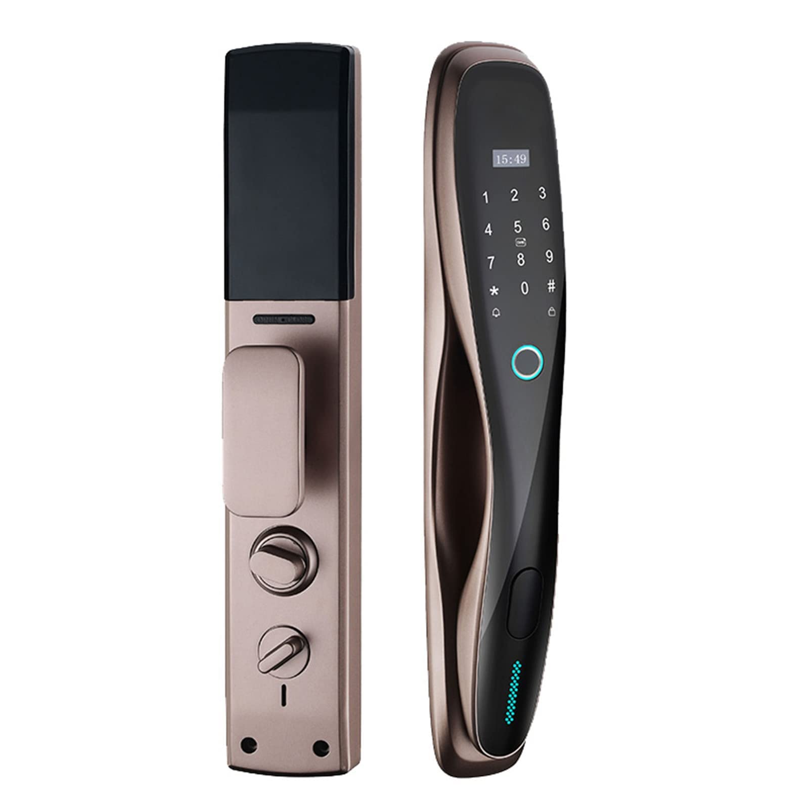 Tuya Smart WiFi Fingerprint Door Lock - Biometric Digital Keyless Entry with Magnetic Card & Doorbell Call - Rose Gold - Ideal for Homes, Apartments & Vacation Rentals