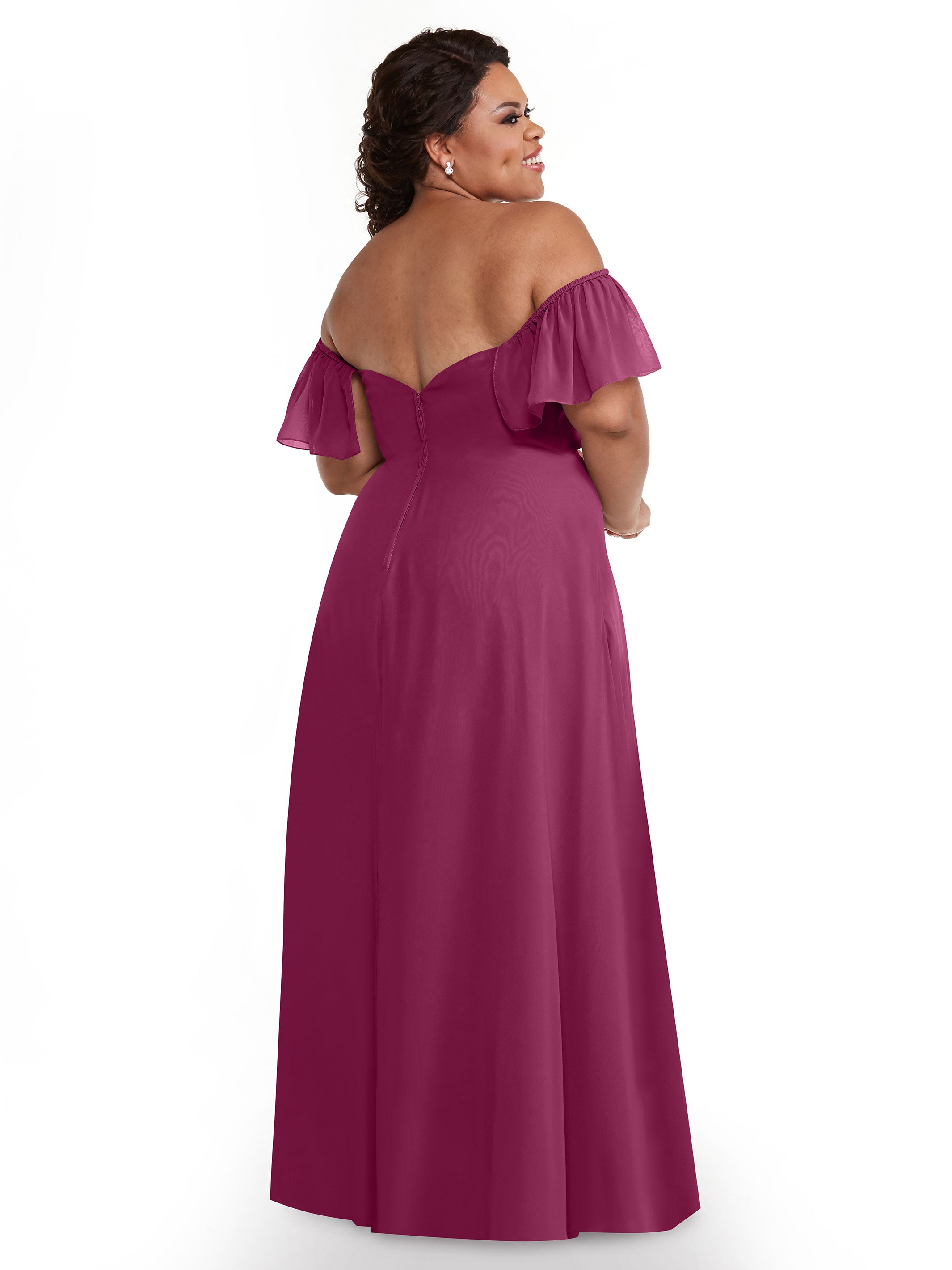 Elegant A-Line Off-The-Shoulder Chiffon Bridesmaid Dress with Pockets - Perfect for Weddings, Parties & Formal Events (Style: ALT2)