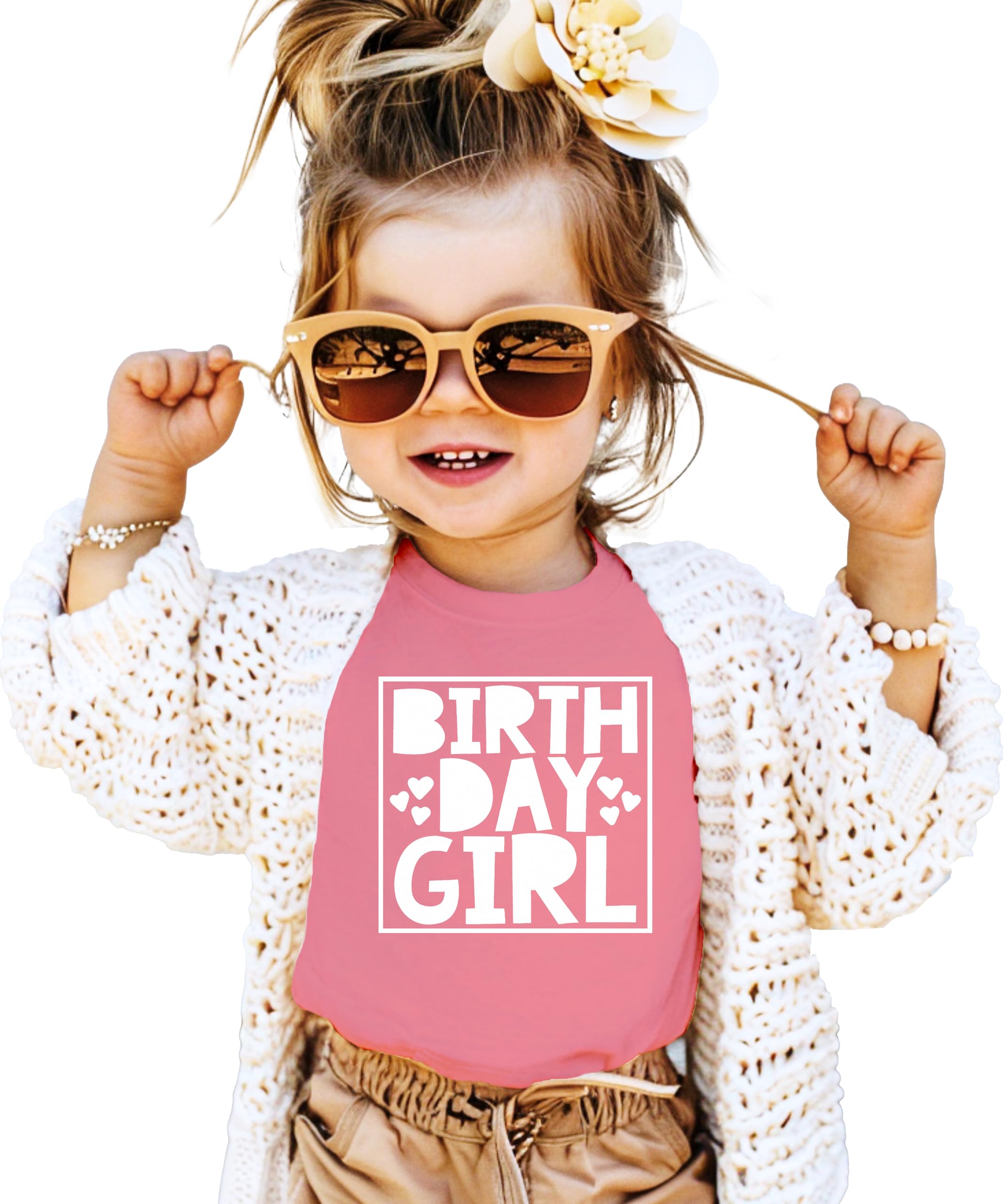 Olive Loves Apple Birthday Girl T-Shirt - Cute Heart Print Square Design Raglan Tee for Women & Kids | Perfect for Birthday Parties, Celebrations & Gift Giving
