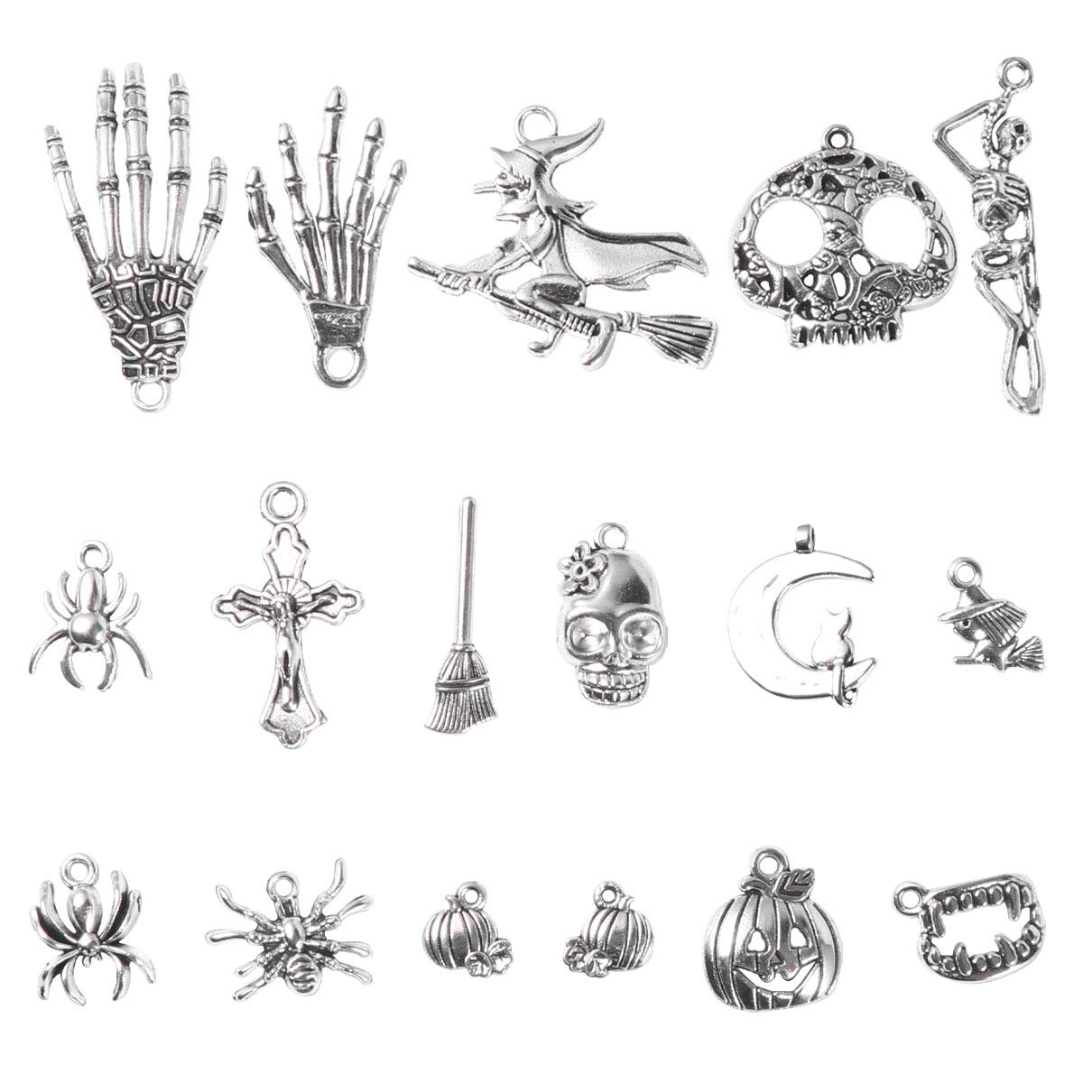 SOIMISS 57pcs Halloween Jewelry Making Kit - Alloy Charms & Pendants for DIY Necklace Crafting | Spooky Party Accessories & Costume Jewelry Supplies for Halloween Celebrations