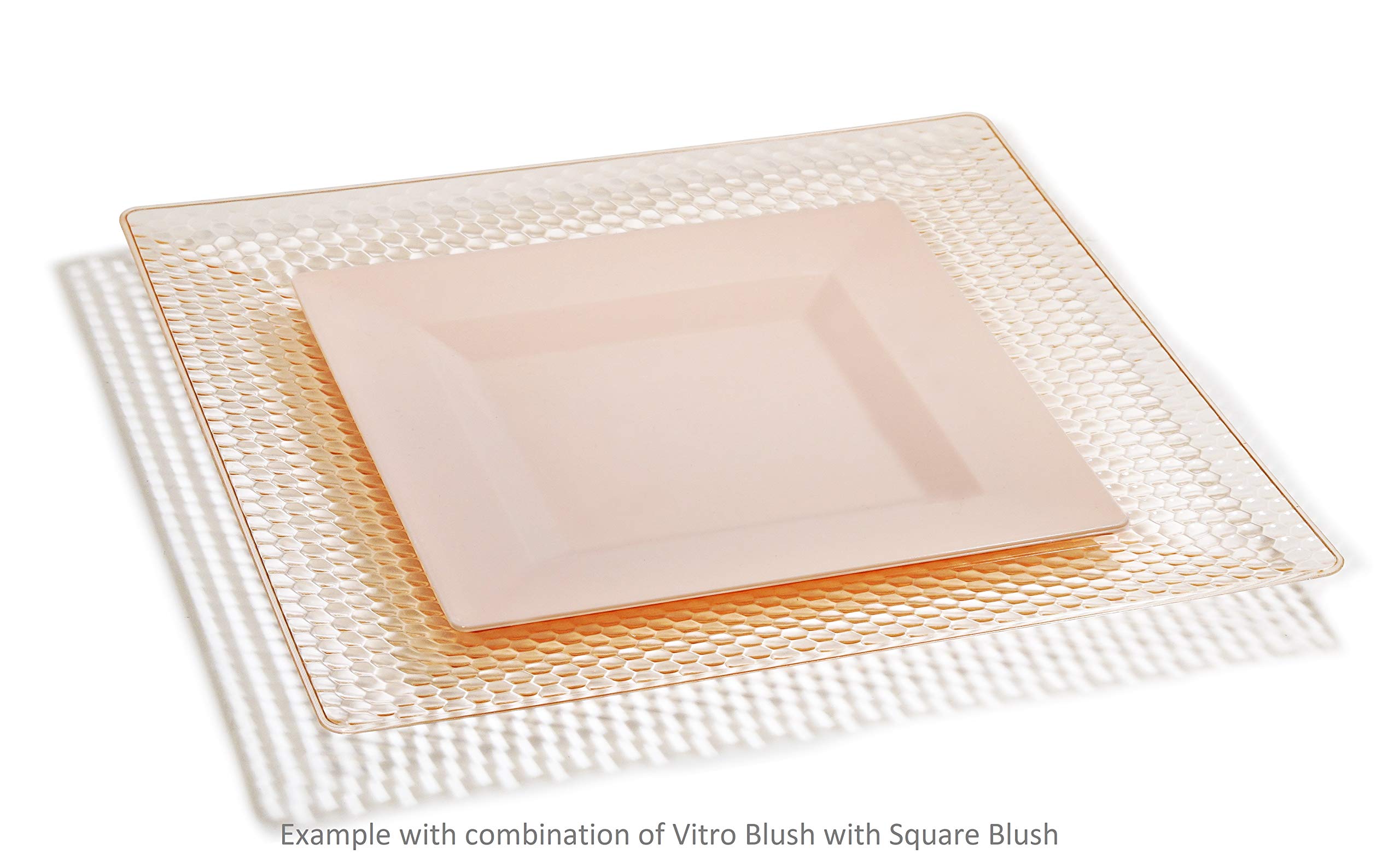 240 Pack Heavyweight Disposable Plastic Bowls - 12oz Square Soup Bowls for Wedding, Party & Events (Clear/Blush) - Perfect for Catering, Picnics & Outdoor Dining