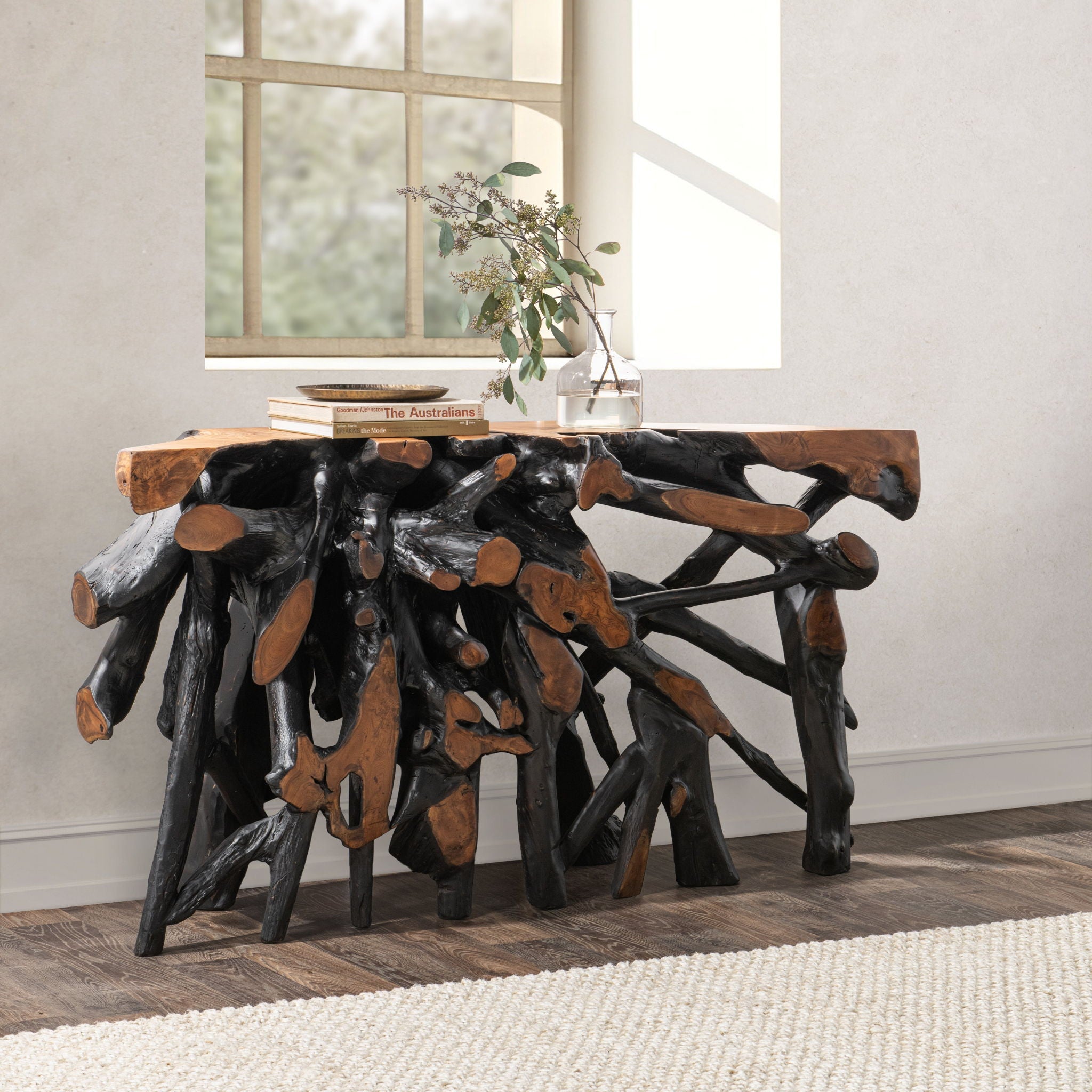 Stylish Cypress Root Console Table - Elegant Entryway Sofa Table for Hallway & Living Room Decor