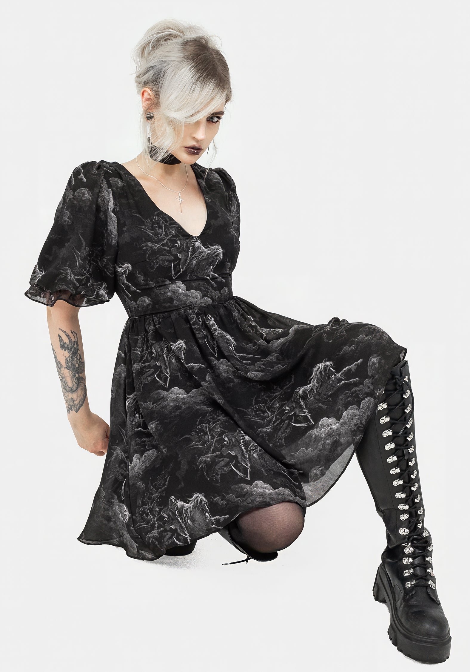 Elegant Chiffon Puff Sleeve Mini Dress for Women - Summer Party, Wedding Guest, Date Night Outfit