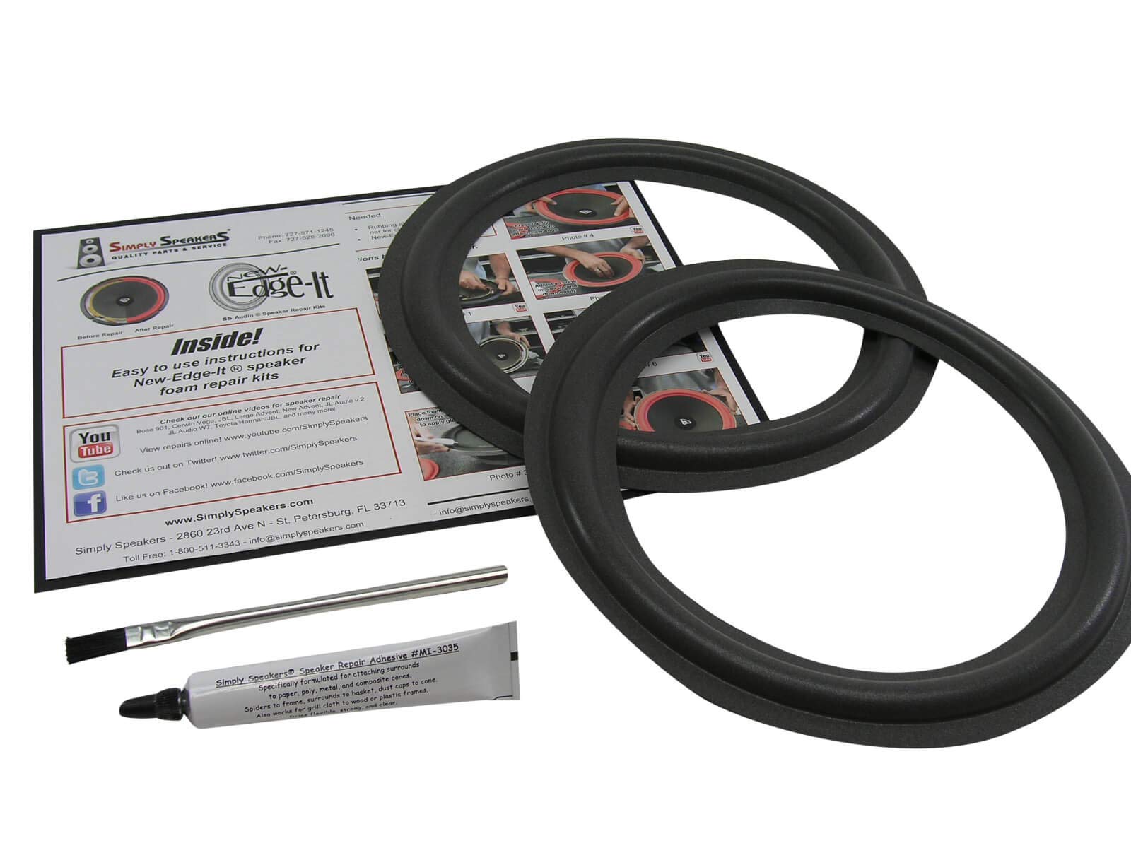 Allison 10 Inch Foam Speaker Repair Kit FSK-10A (Pair) - Perfect for Home Audio and Studio Speaker Restoration