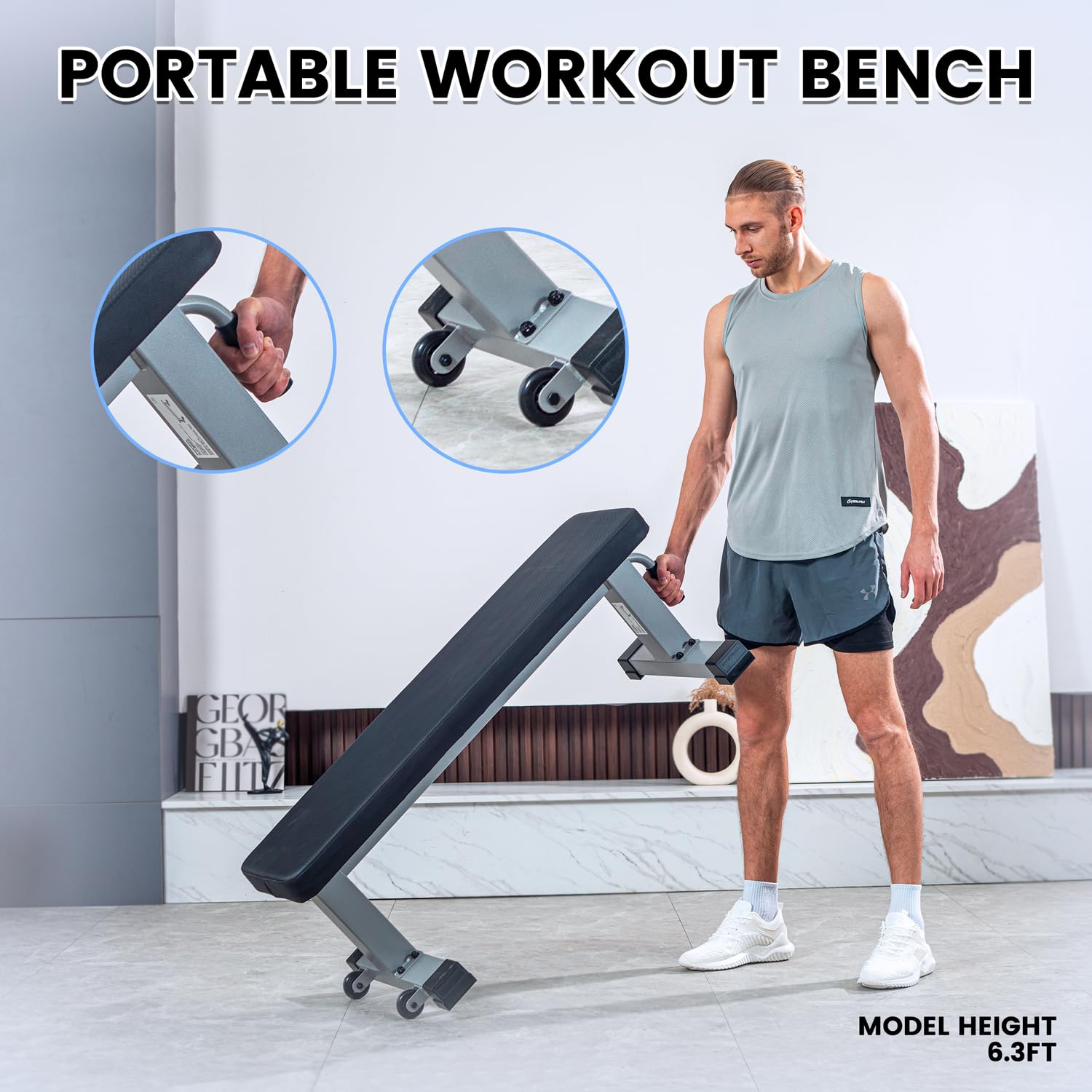 Heavy Duty Flat Weight Bench for Home Gym - 1000LBS Capacity, Upgraded Breathable Leathaire Material - Perfect for Weight Training, Strength Exercises & Bodybuilding Workouts (Grey) | Ideal for Home Fitness, Garage Gym & Personal Training Sessions