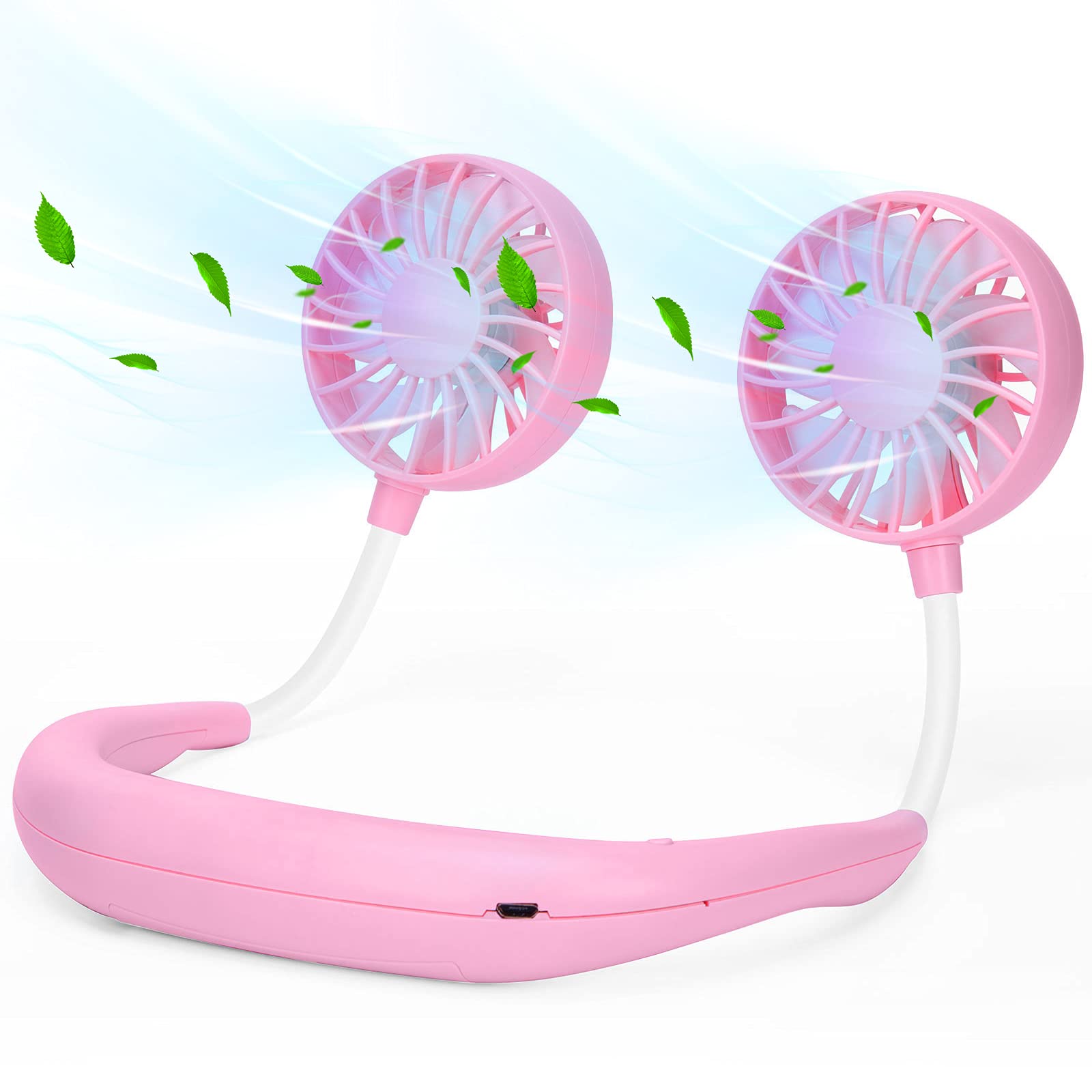 Rechargeable Neck Fan with 360° Rotation - 2000mAh Portable Personal Cooling Fan for Travel, Sports, Walking & Outdoor Work | Wearable Air Conditioner for Summer Heat Relief
