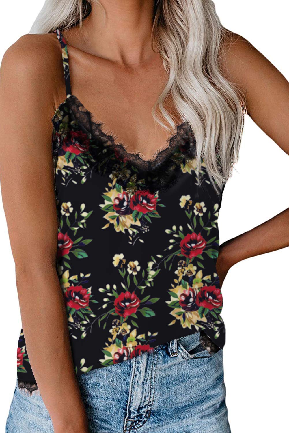 WFTBDREAM Women's Summer Sleeveless Floral Print Casual Tank Top Camisole - Lightweight Breathable Blouse for Beach, Vacation & Everyday Wear