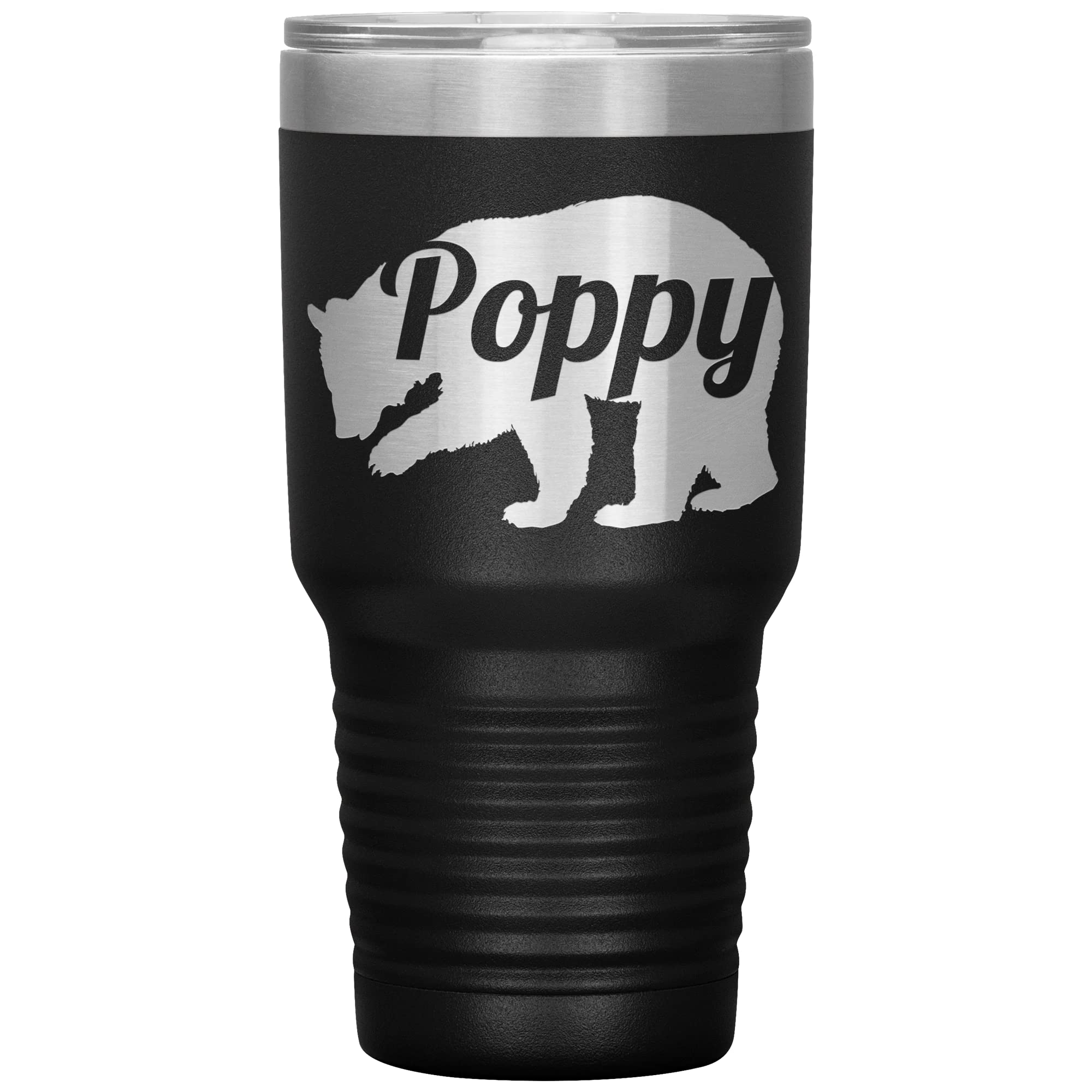 **30oz Insulated Stainless Steel Poppy Bear Tumbler Cup - Personalized Engraved White Travel Mug - Perfect for Coffee, Tea & Cold Drinks at Home, Office or Gym**