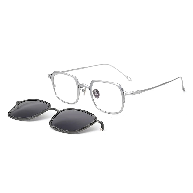Aror Women's Full Rim Square Alloy Eyeglasses with Clip-On Sunglasses - Stylish Reading Glasses for Work, Driving & Outdoor Activities (Model 942004)