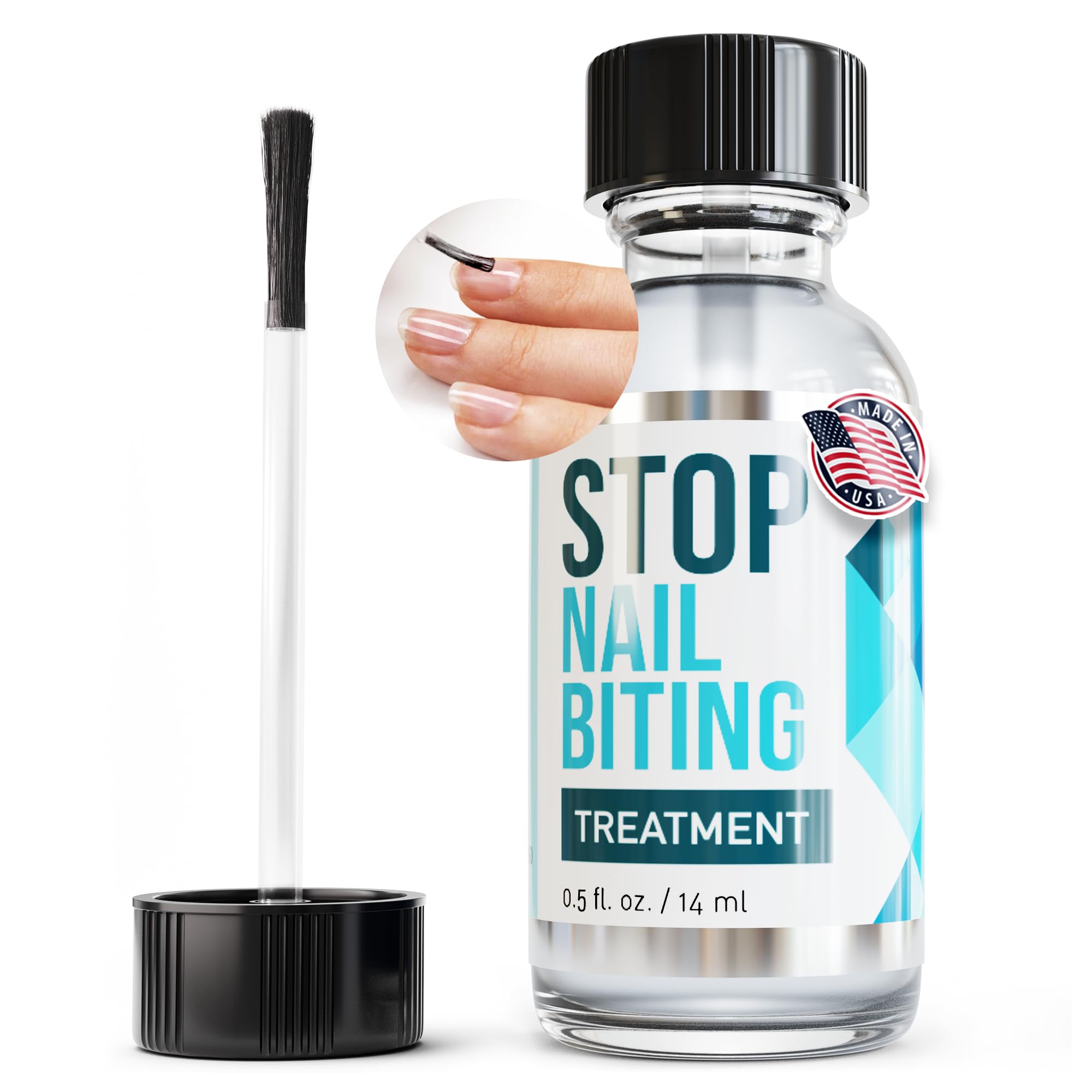 Stop Nail Biting Treatment - Bitter-Tasting Clear Nail Polish to Prevent Nail Biting & Thumb Sucking - Safe for Kids & Adults - Nail Strengthener for Healthy Growth (0.5 fl oz) - Perfect for Home, School & Travel Use